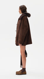 THEO - Oversized shearling-collar suede leather jacket