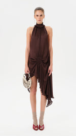 TONI - Satin halter-neck mini dress
