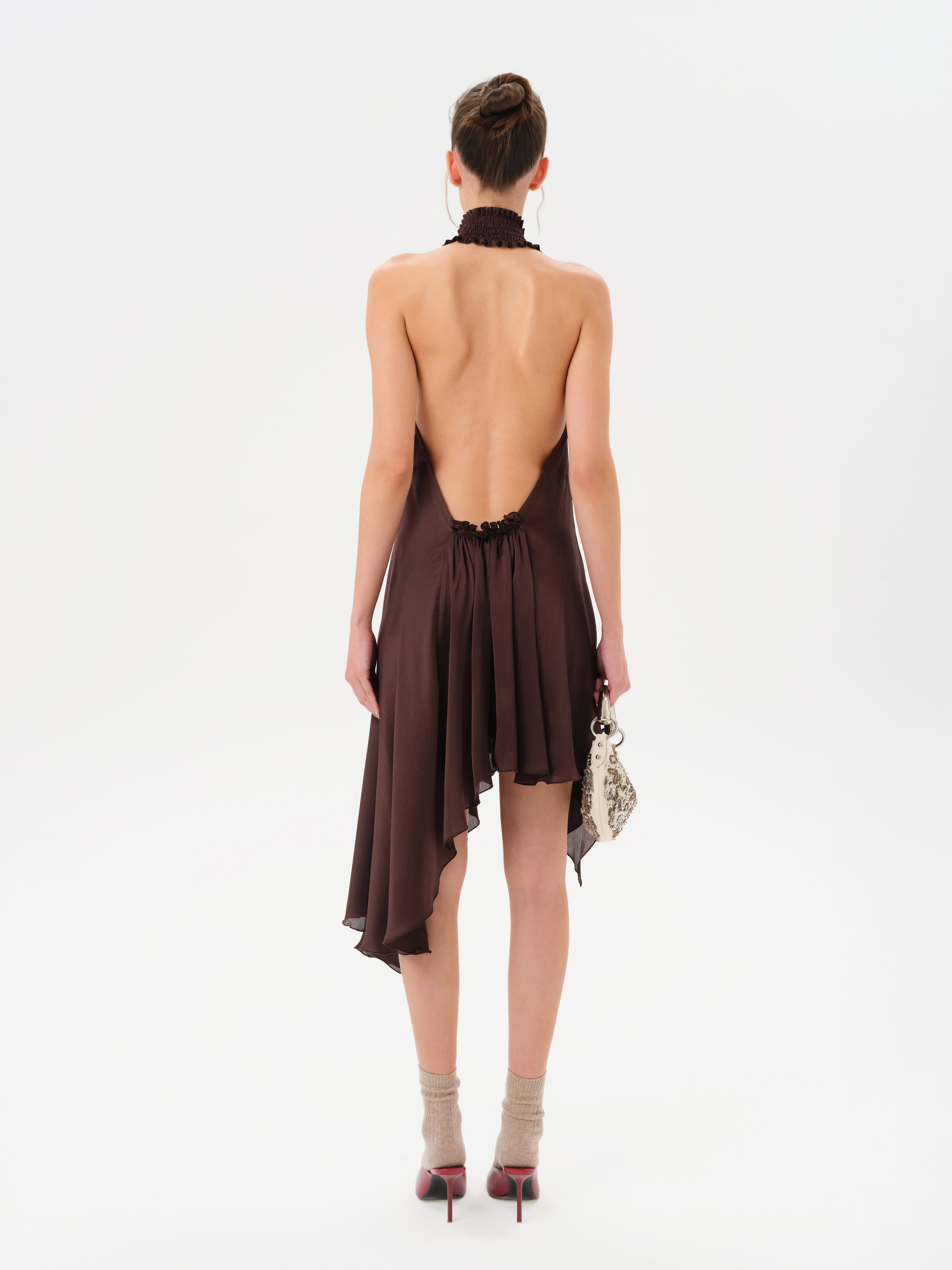 TONI - Satin halter-neck mini dress