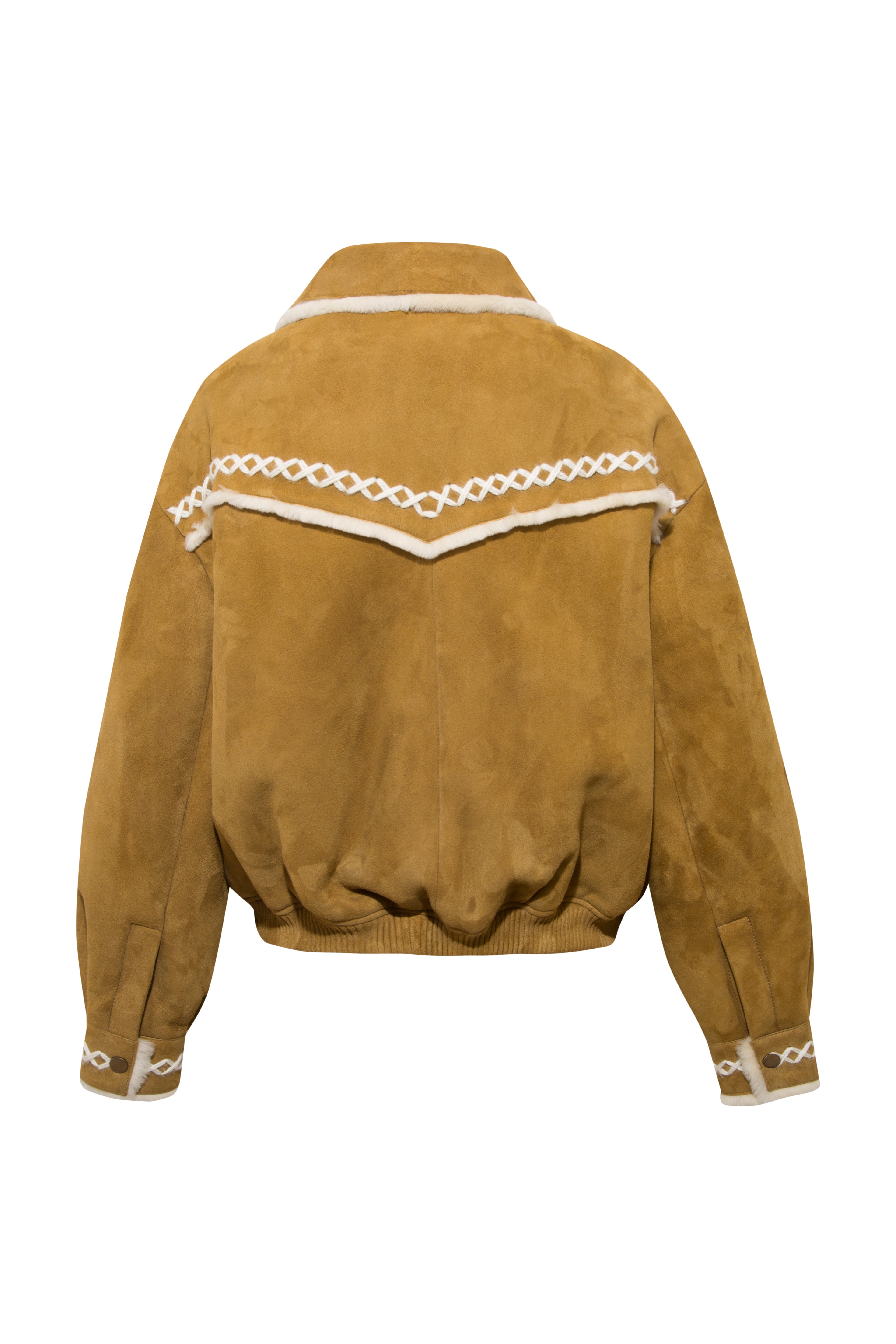 TWILLA - Shearling-trim embroidered suede jacket