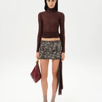 TYRA - Low-rise embellished corduroy mini skirt