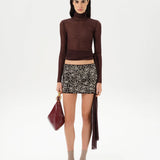 TYRA - Low-rise embellished corduroy mini skirt