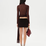 TYRA - Low-rise embellished corduroy mini skirt