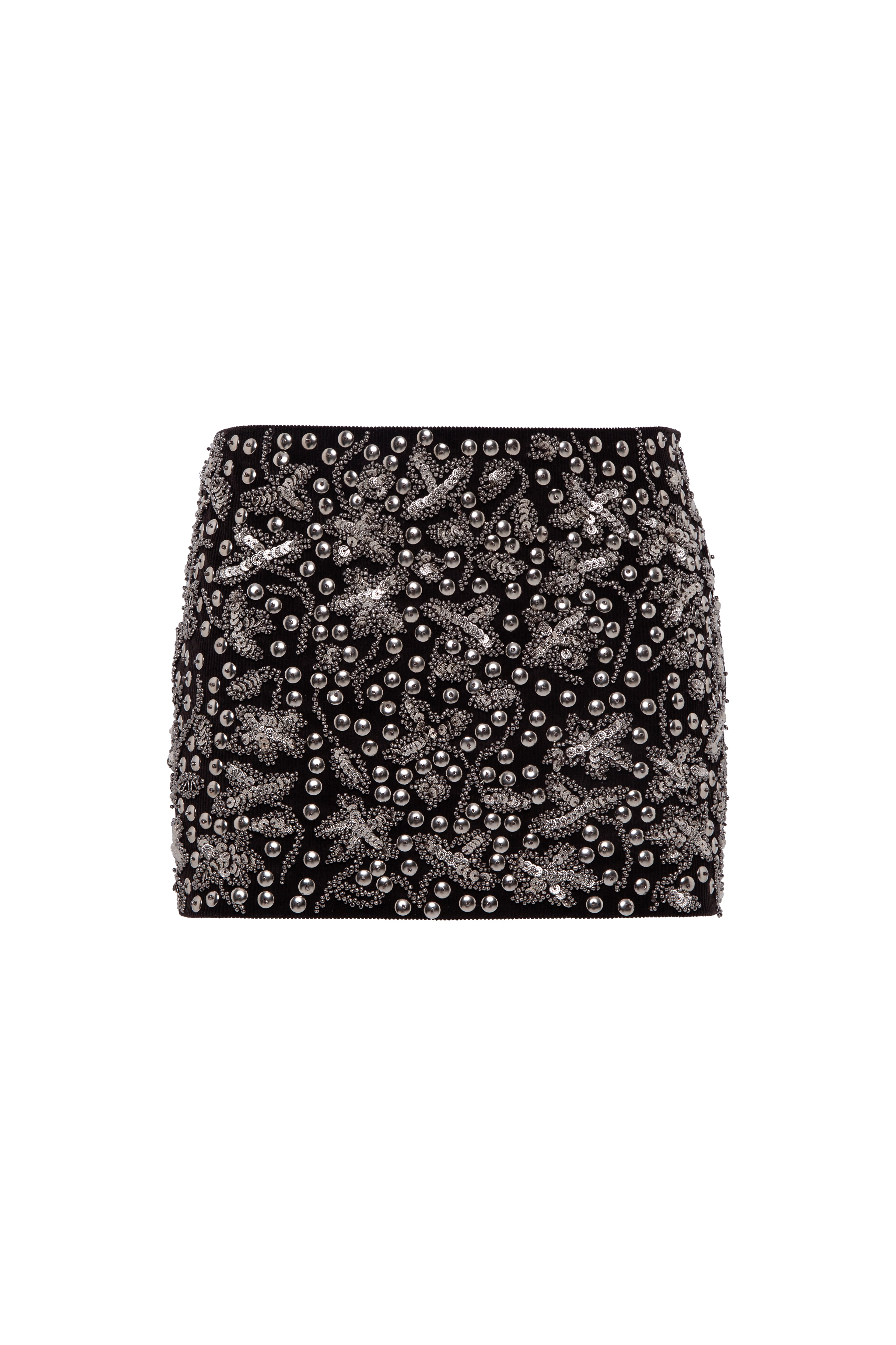 TYRA - Low-rise embellished corduroy mini skirt