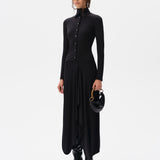 VESPER - High-neck button jersey dress