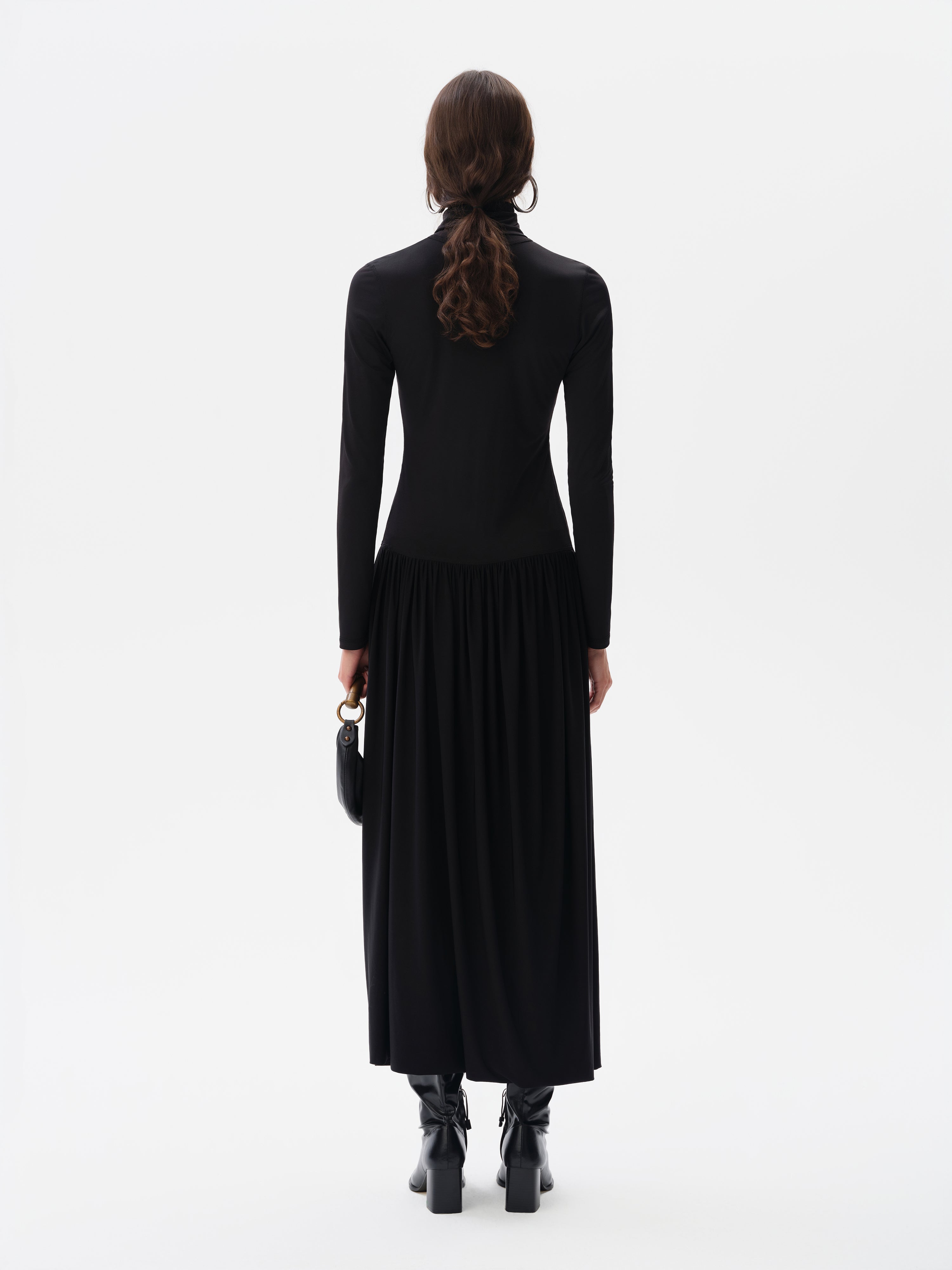 VESPER - High-neck button jersey dress