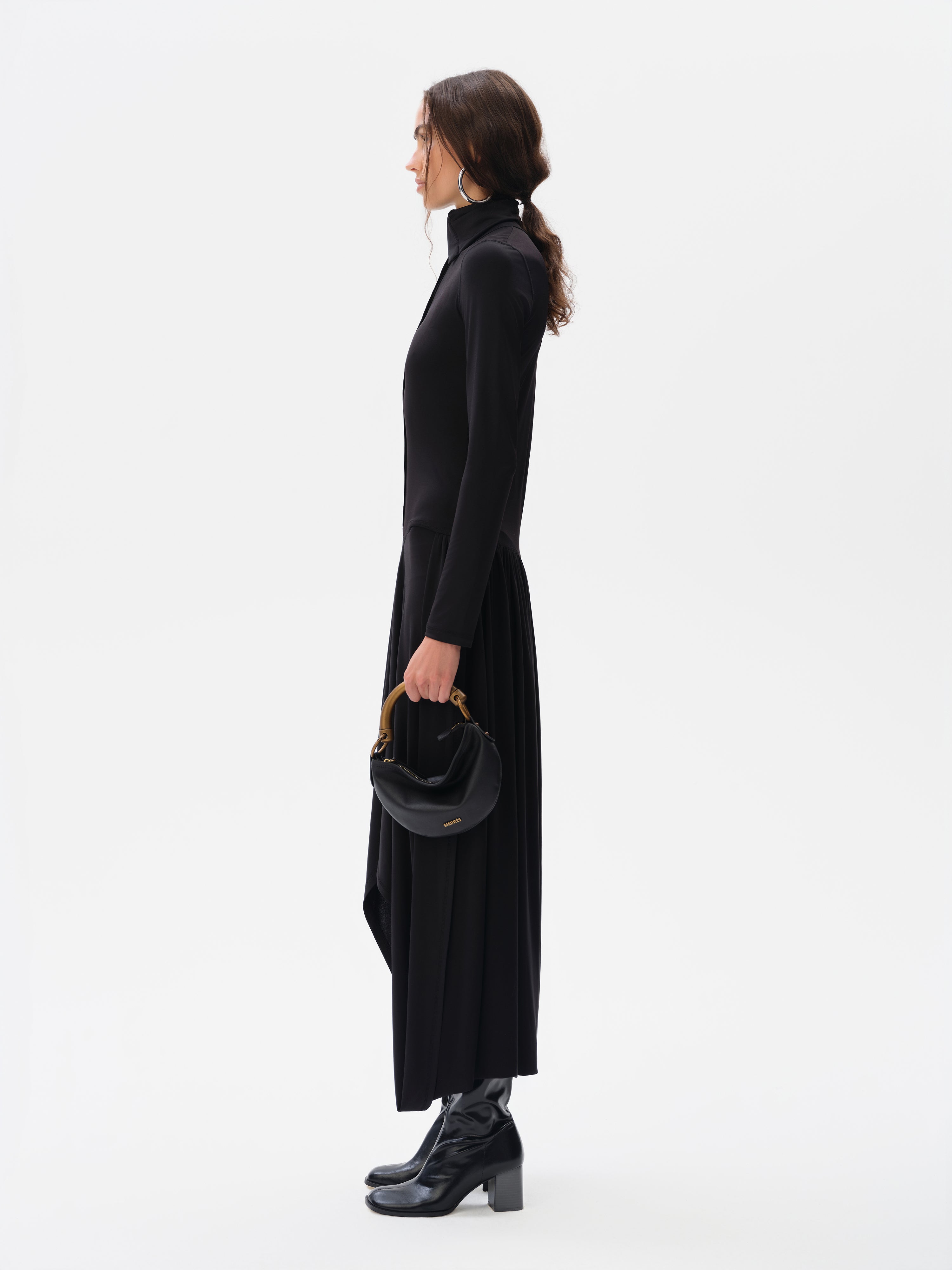 button jersey dress VESPER - High-neck button jersey dress by SIEDRS