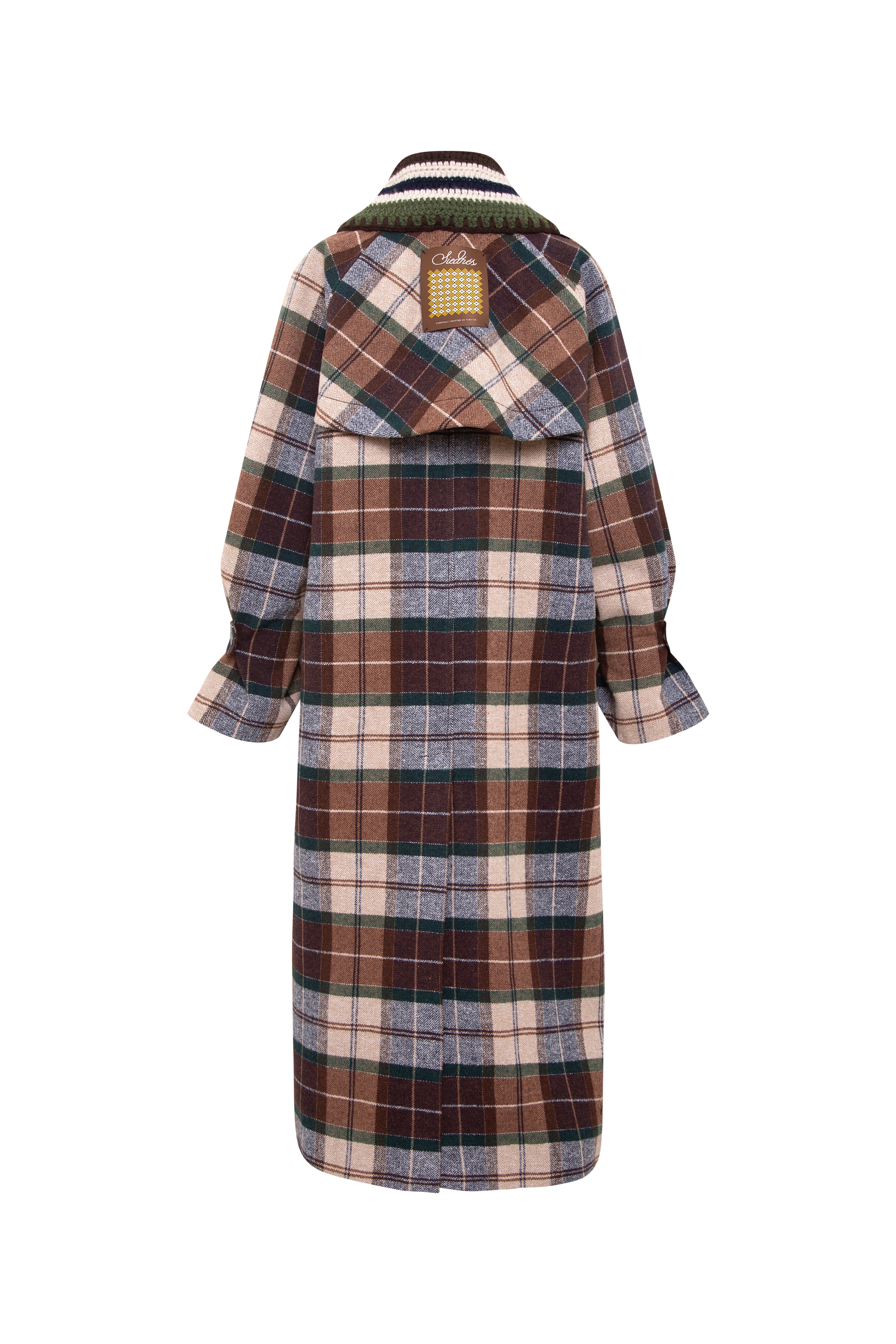 VIREN - Long oversized wool coat with crochet collar