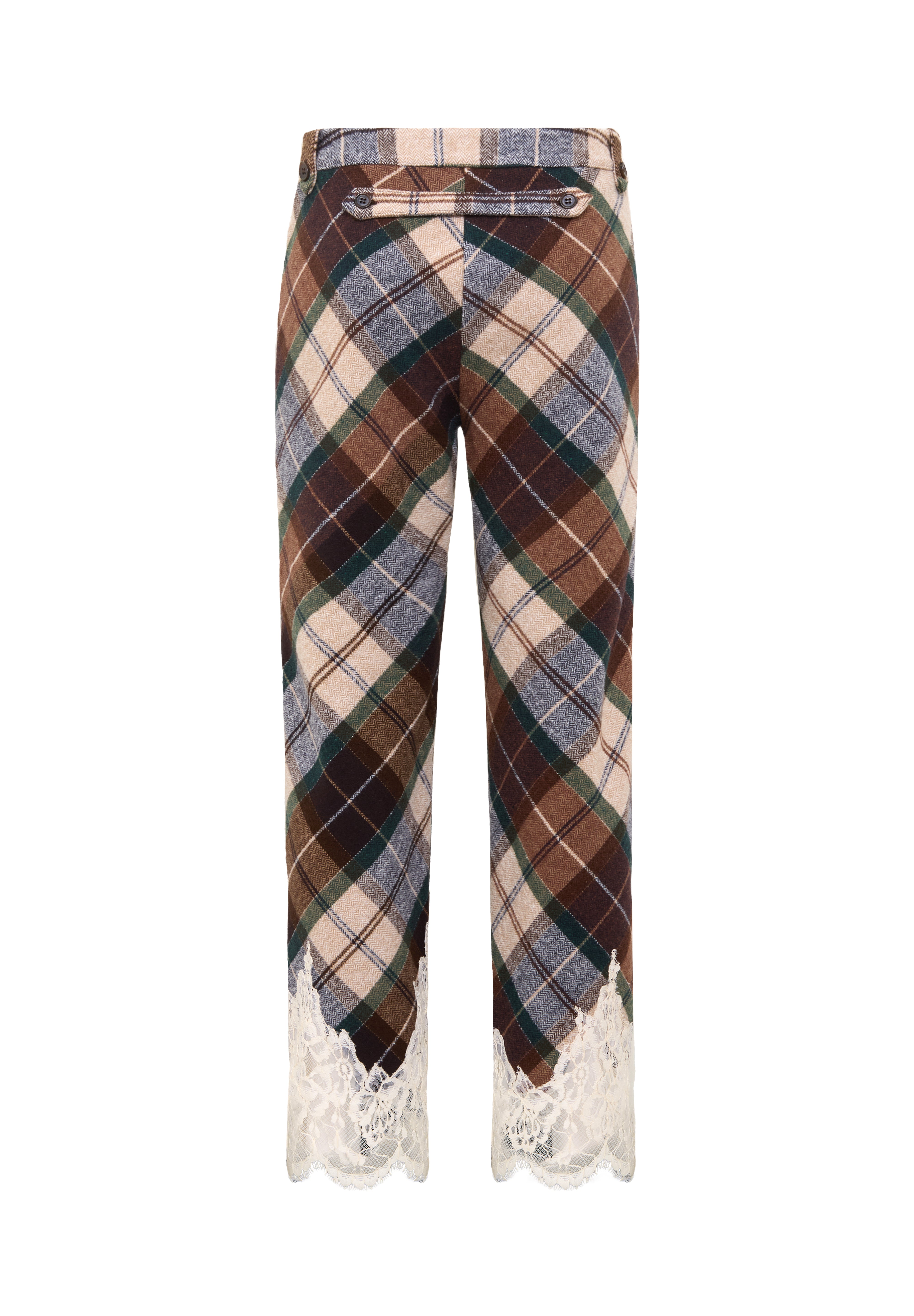 VIVIENNE - Wool blend pants with lace-trimmed hem