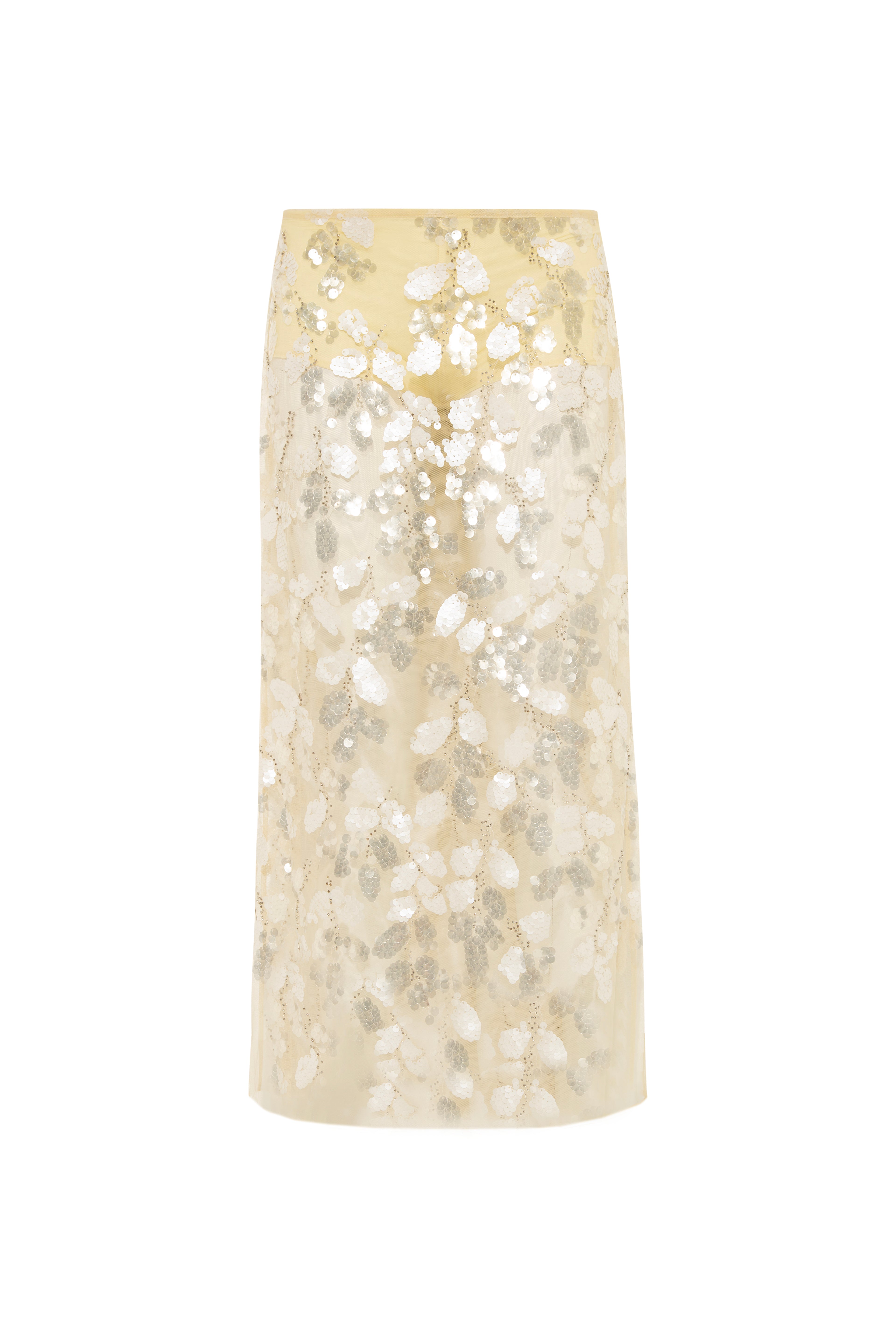 WELLS - Sequin-embellished sheer midi skirt with mini shorts