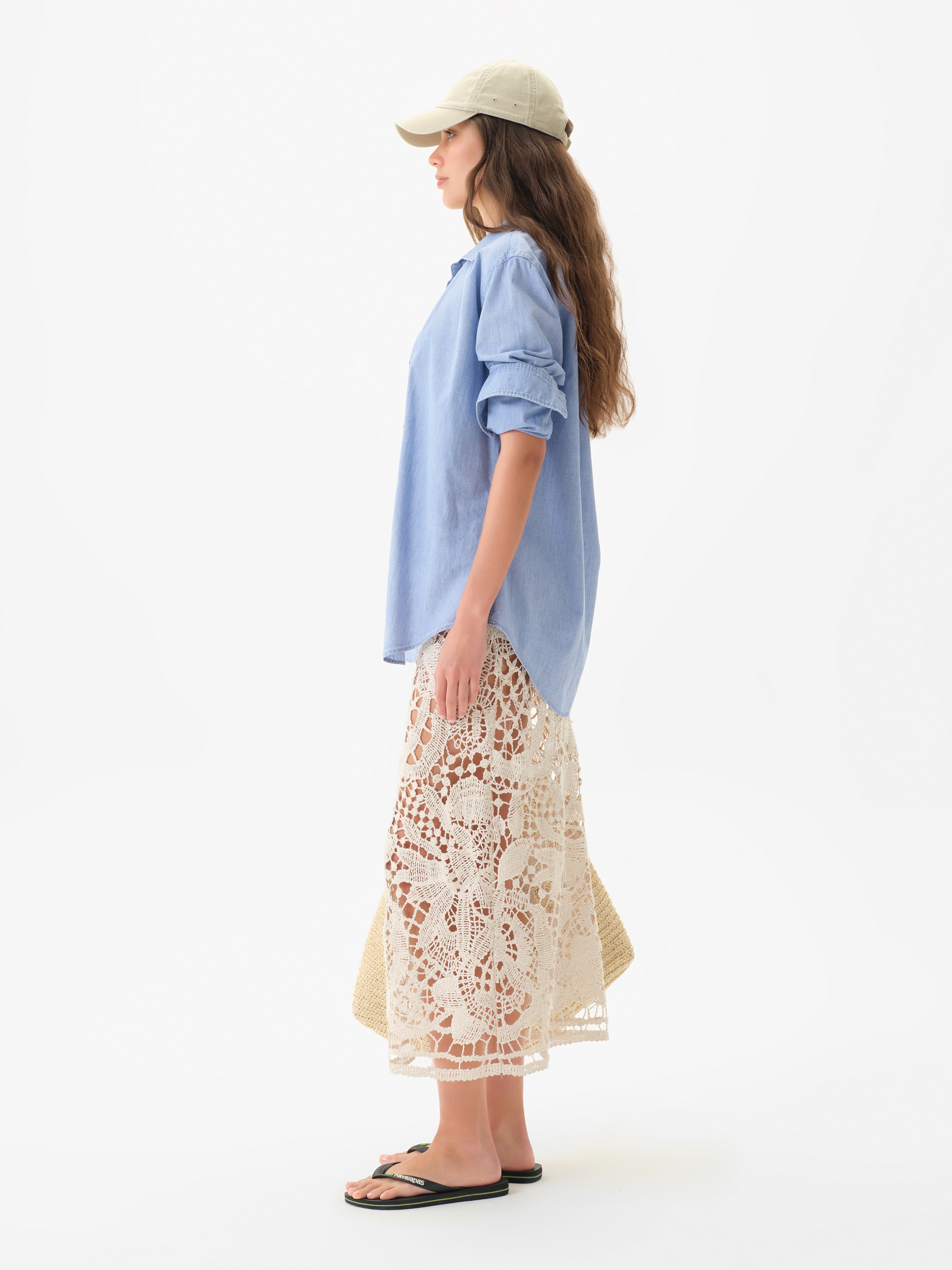 WELLS - Belt detailed crochet midi skirt with detachable mini shorts