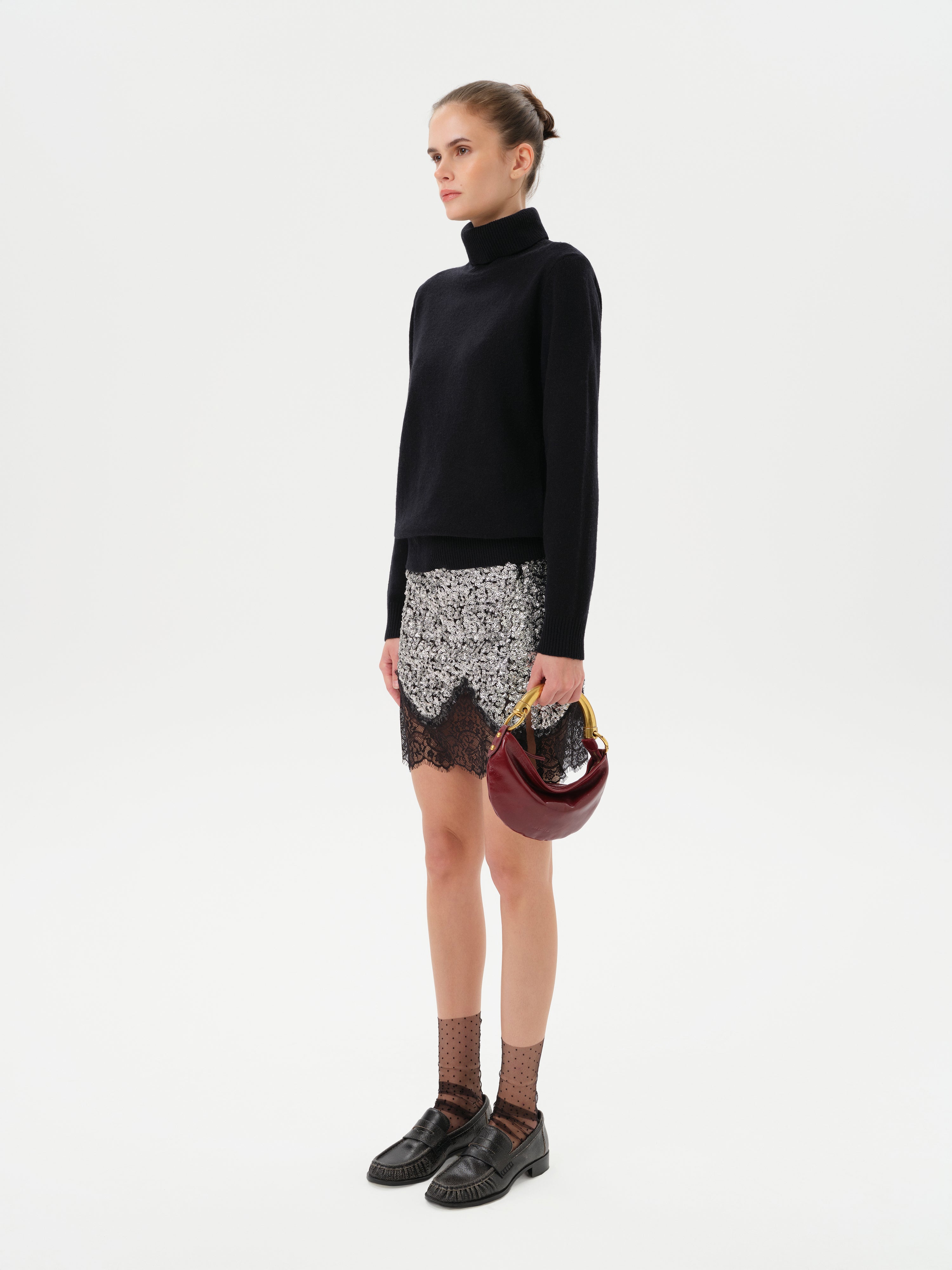 WITZ - Sequin mini skirt with lace trims