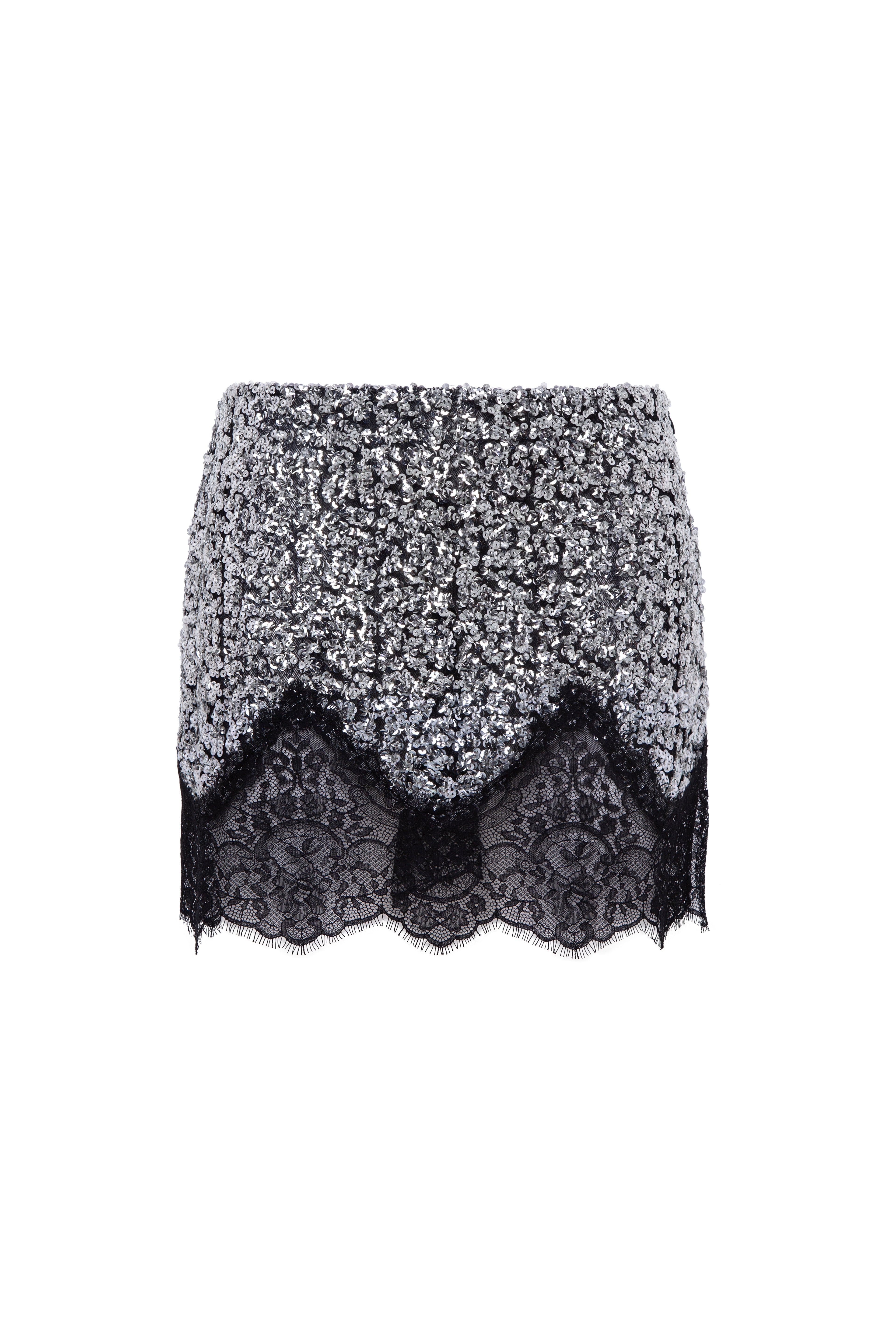 WITZ - Sequin mini skirt with lace trims