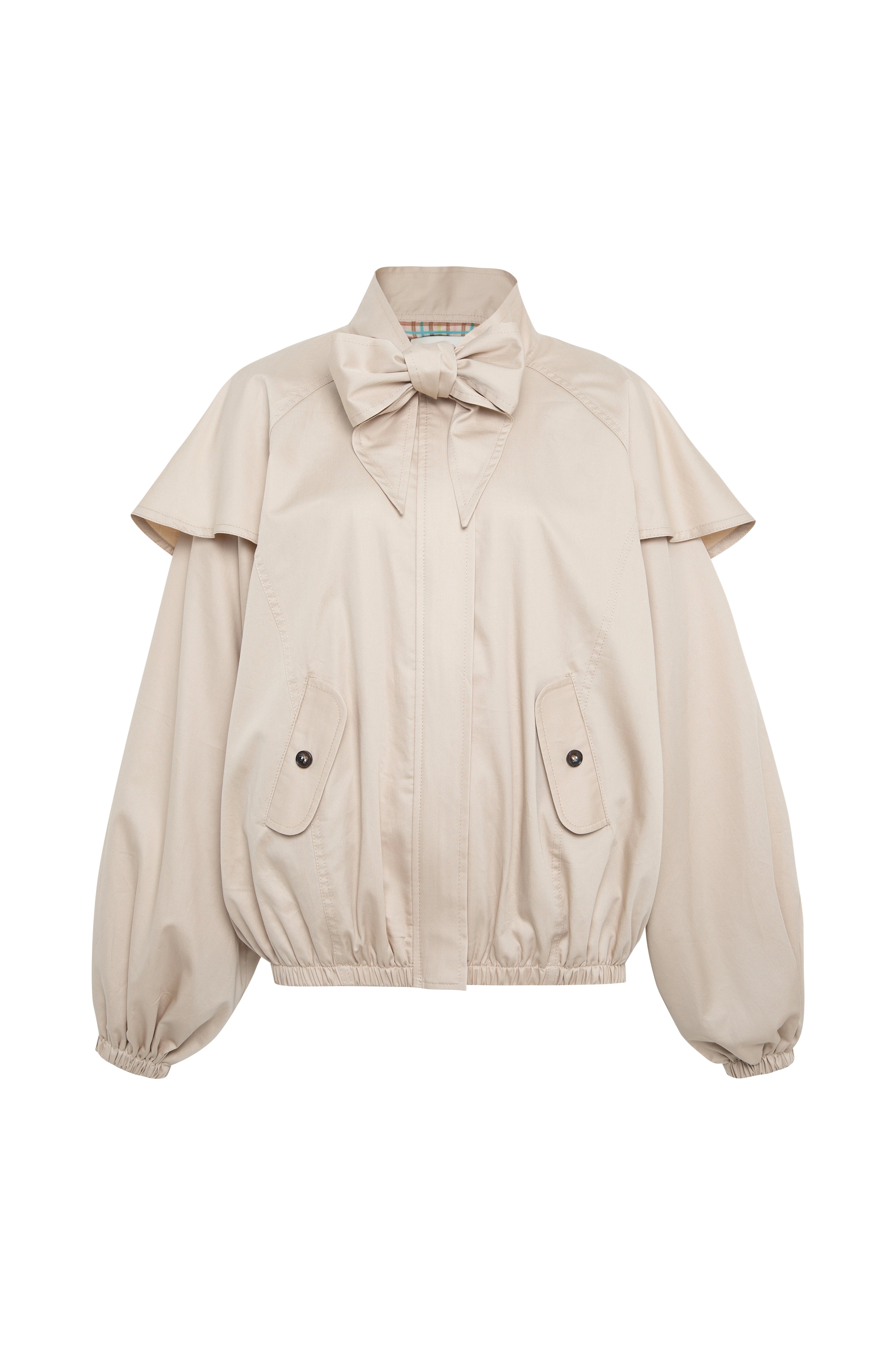 DUNE - Cape-detailed jacket with tie-neck
