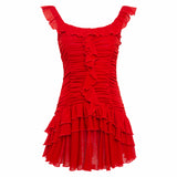 GEMMA - Mini dress with all-over ruched texture