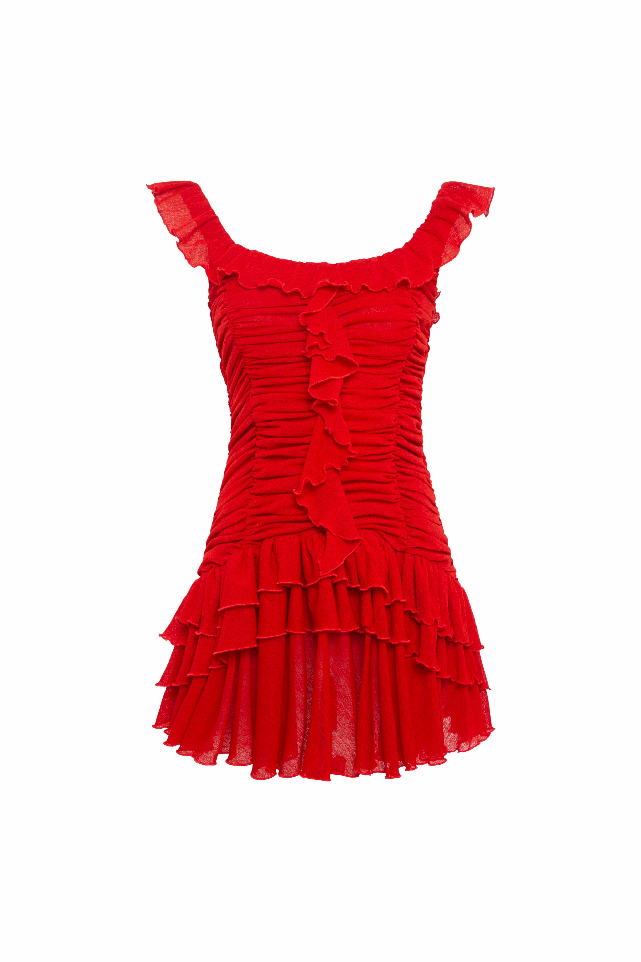 GEMMA - Mini dress with all-over ruched texture