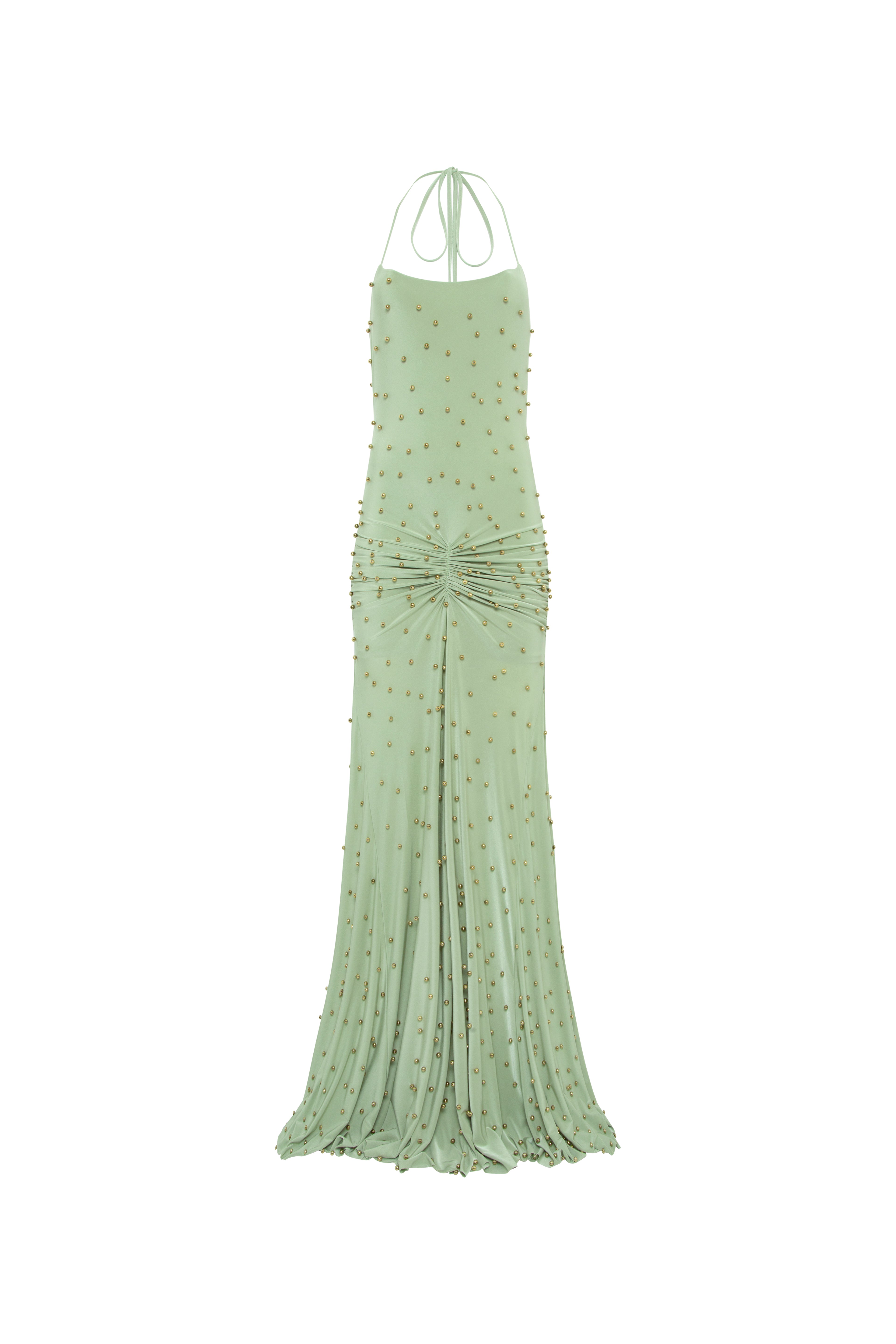 NENSI - Gold studded jersey slip maxi dress