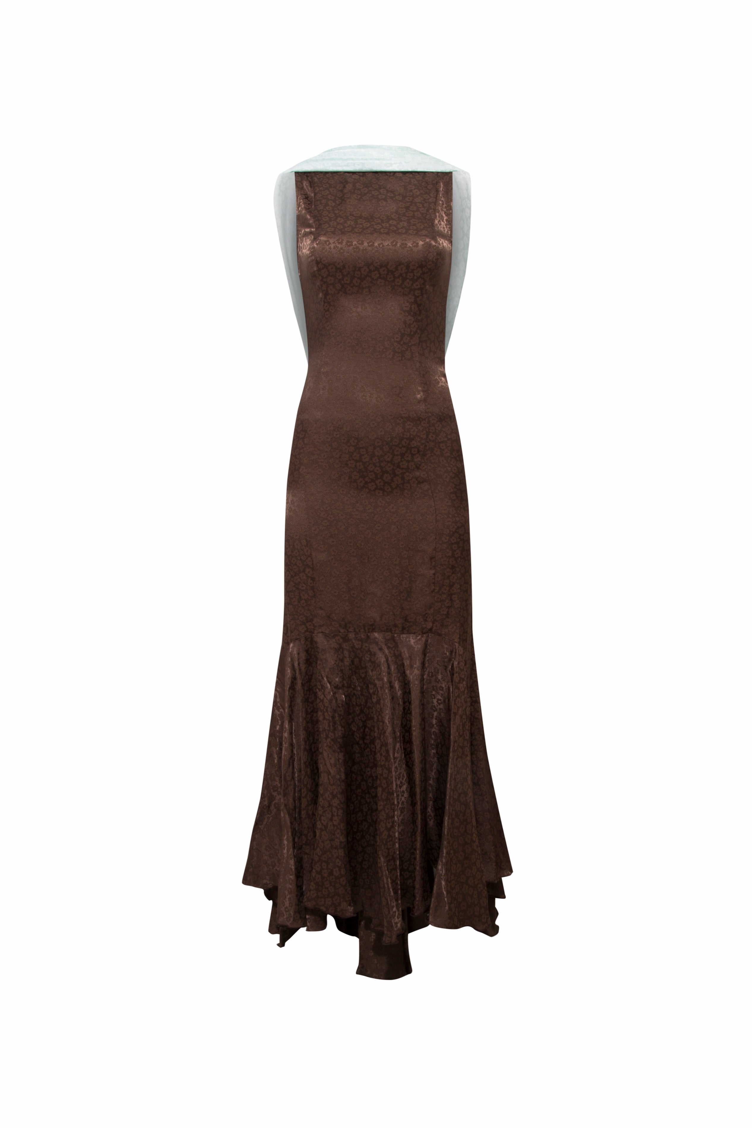 MANON - Jacquard satin maxi dress with draped back detail