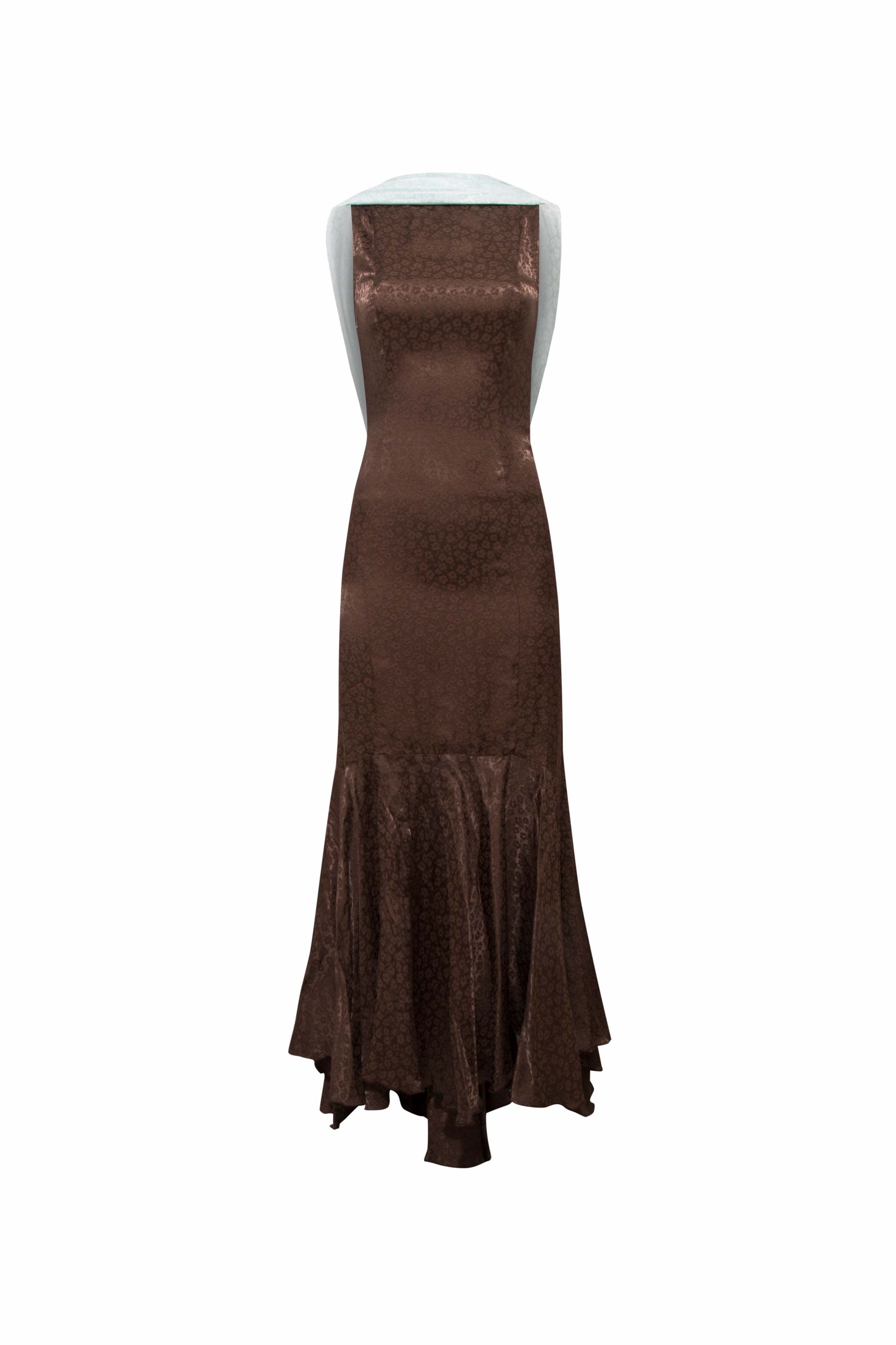 MANON - Jacquard satin maxi dress with draped back detail