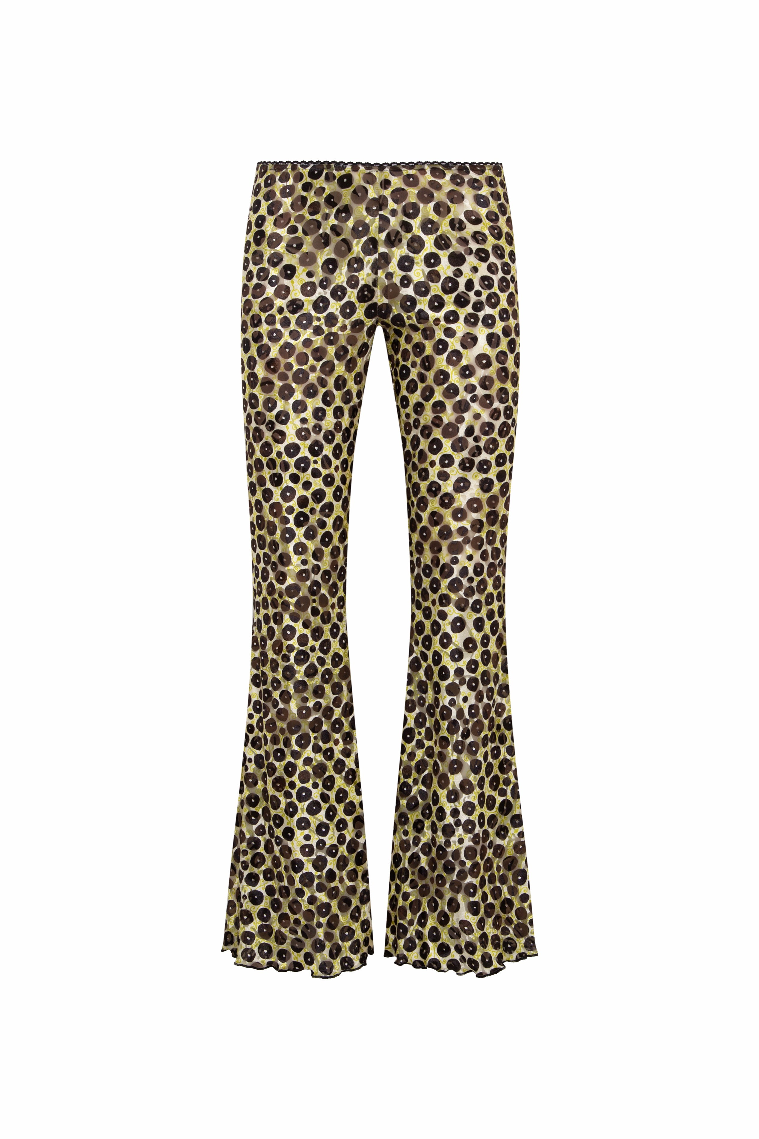 JESLYNN - Velvet flared pants with devoré detail