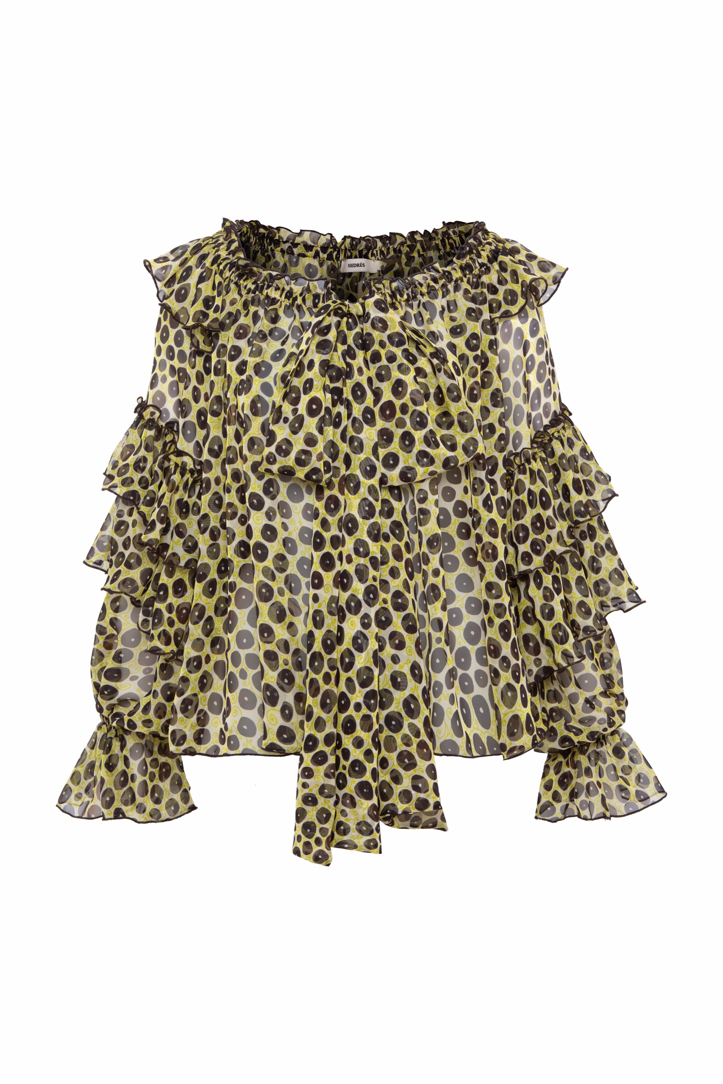 AMAYA - Polka-dot ruffled off-shoulder top
