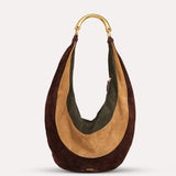 CHÉRIE LARGE - Oversized suede hobo bag with metal top handle