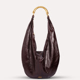 CHÉRIE LARGE - Oversized leather hobo bag with metal top handle