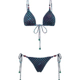 GIA - Printed triangle bikini top with beaded straps