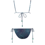 GIA - Printed triangle bikini top with beaded straps