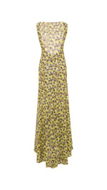 FENS - Floral print open-back mesh maxi dress