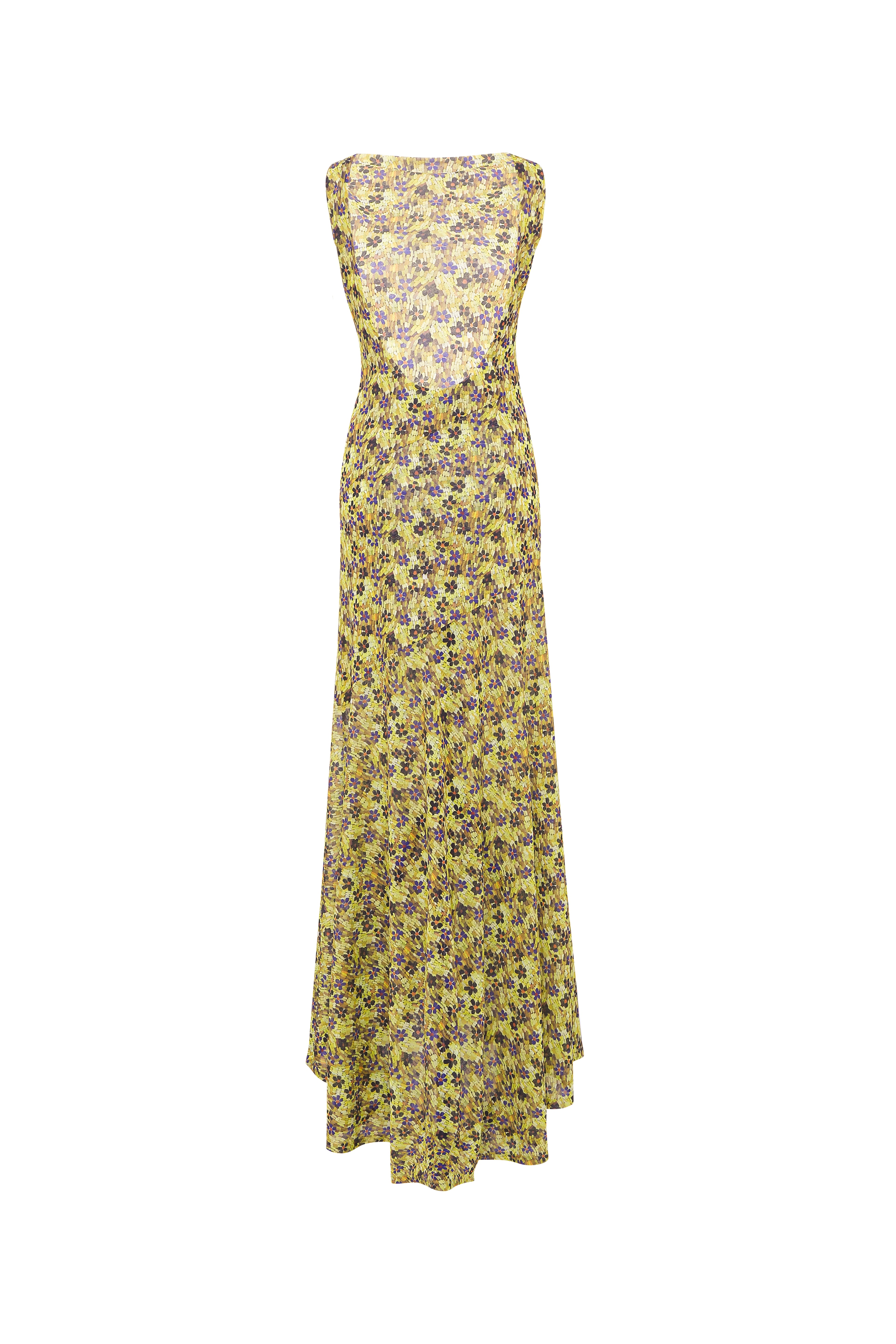 FENS - Floral print open-back mesh maxi dress