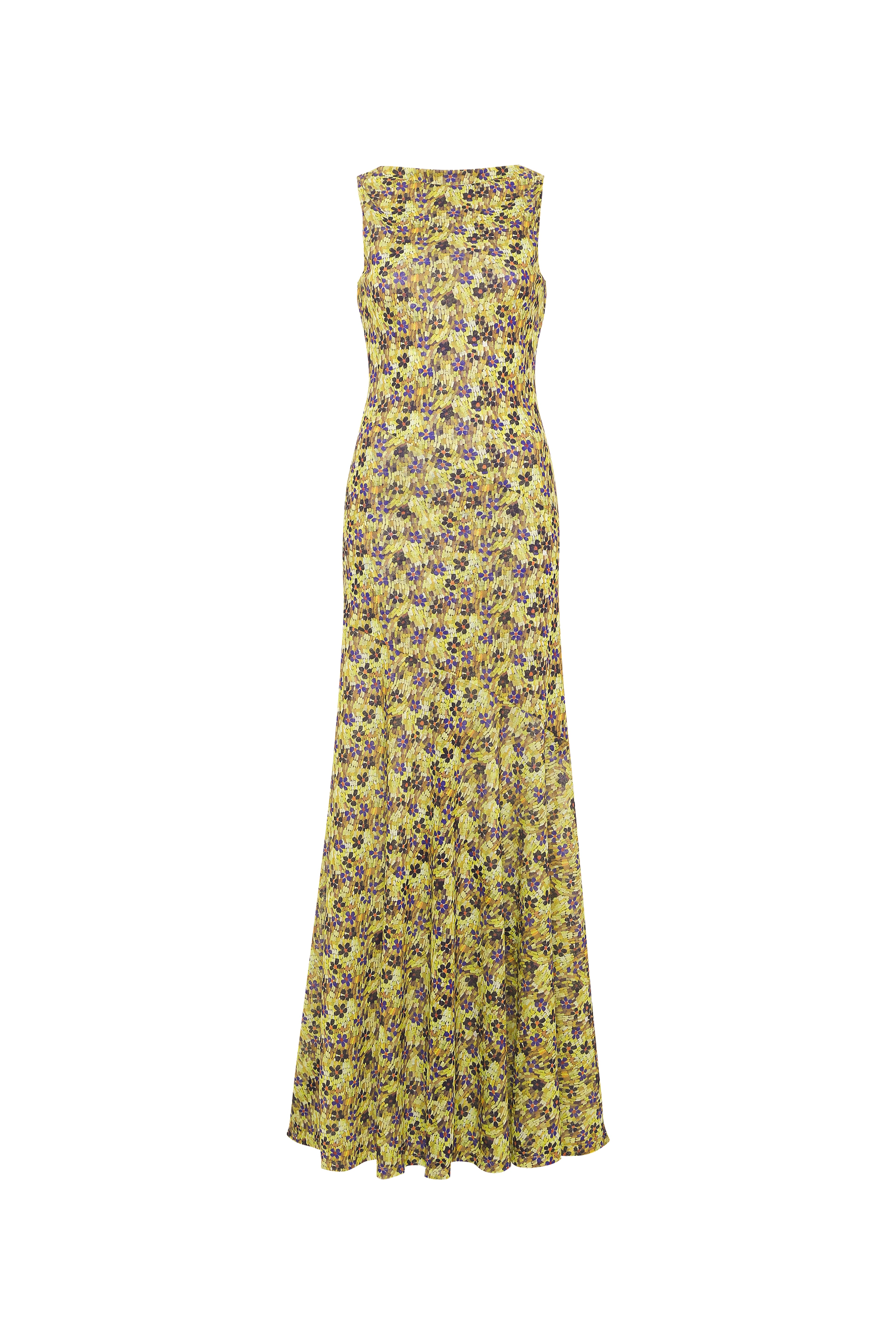 FENS - Floral print open-back mesh maxi dress