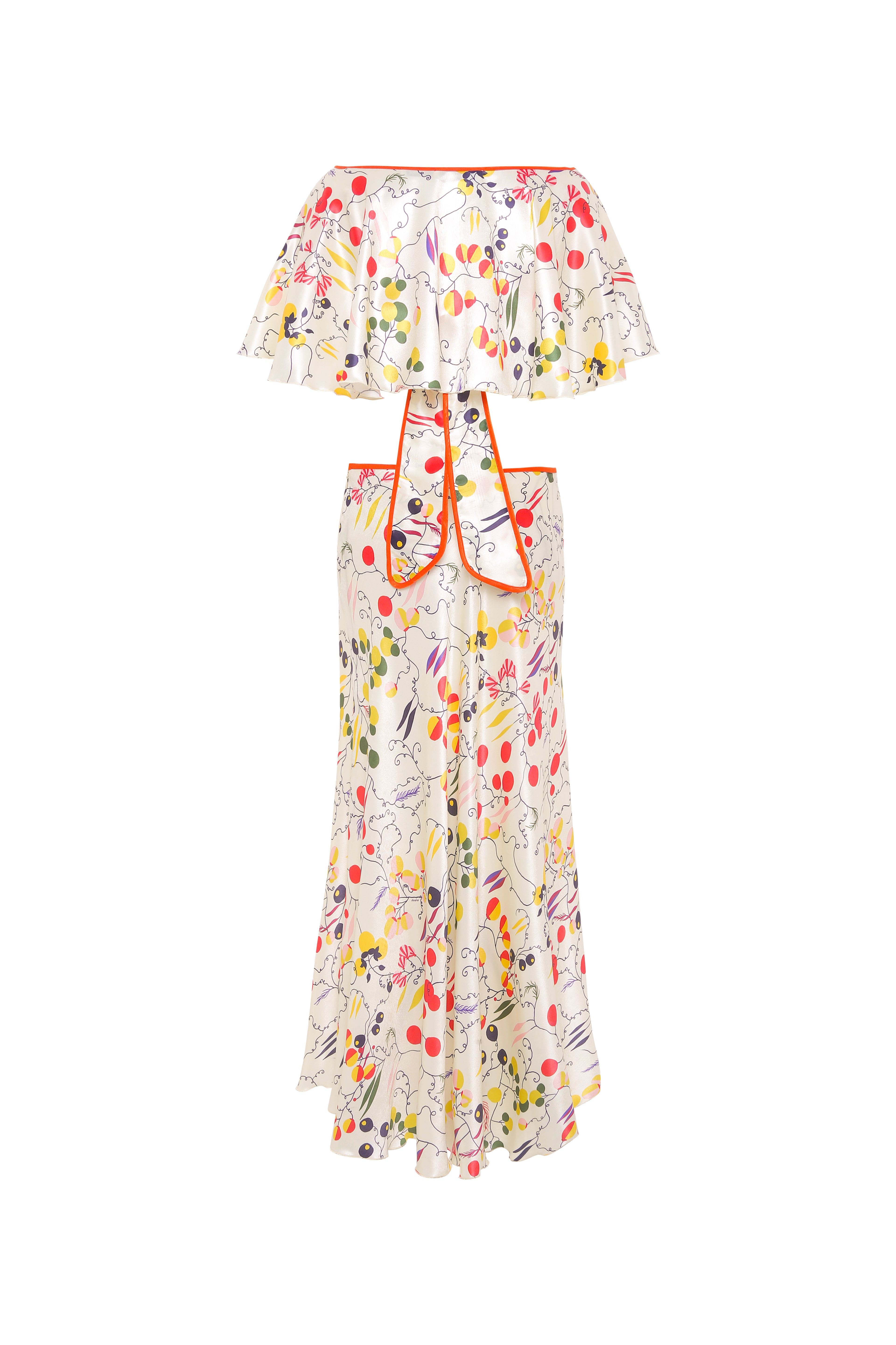 LIDIA - Printed midi satin dress with side cuts