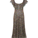 CAENES - Printed chiffon dress with ruffled neckline