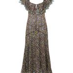 CAENES - Printed chiffon dress with ruffled neckline