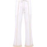 SAVINA - Lace trimmed drawstring cotton pants with fringed hems