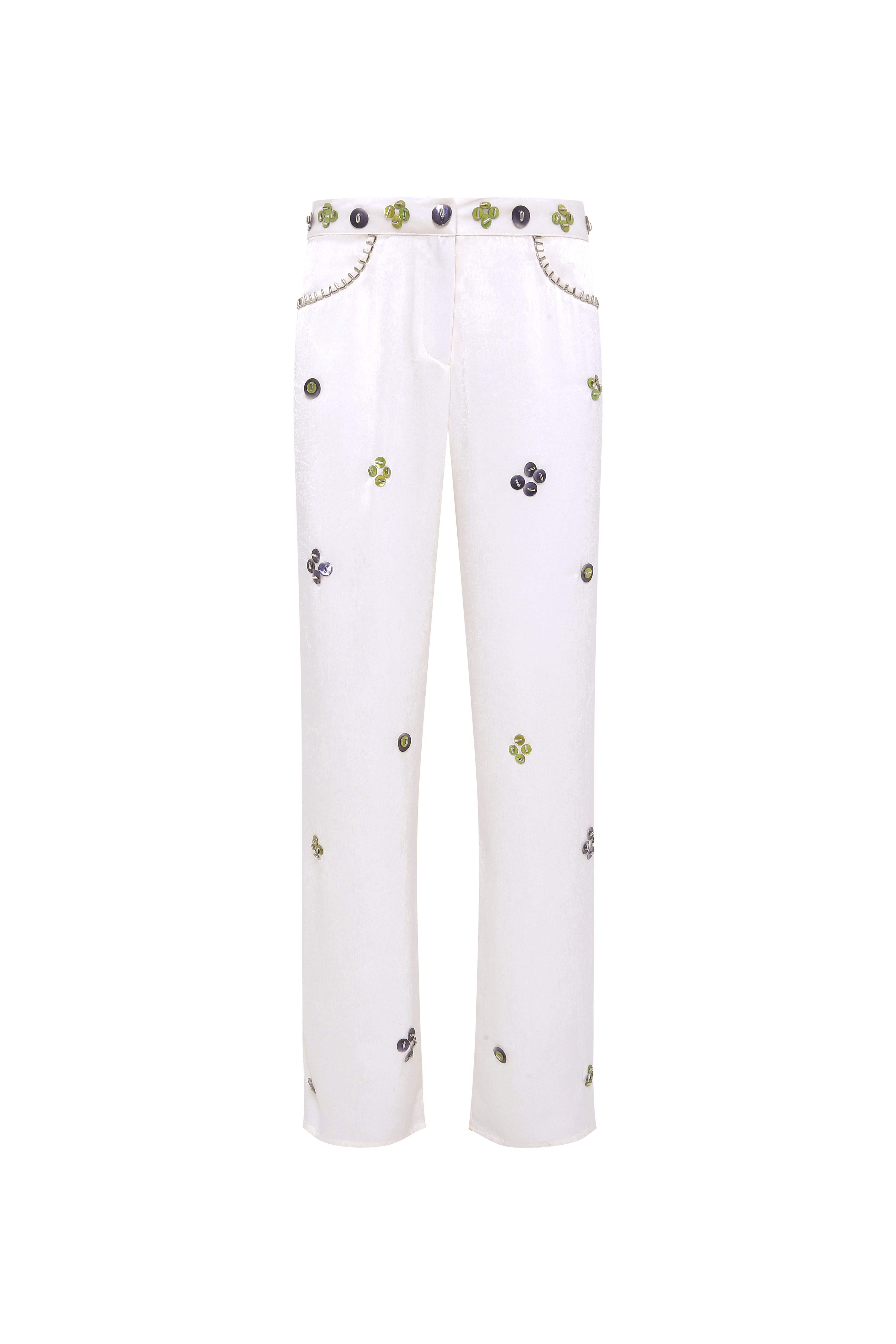 BRITY - Low-rise straight-leg embellished pants