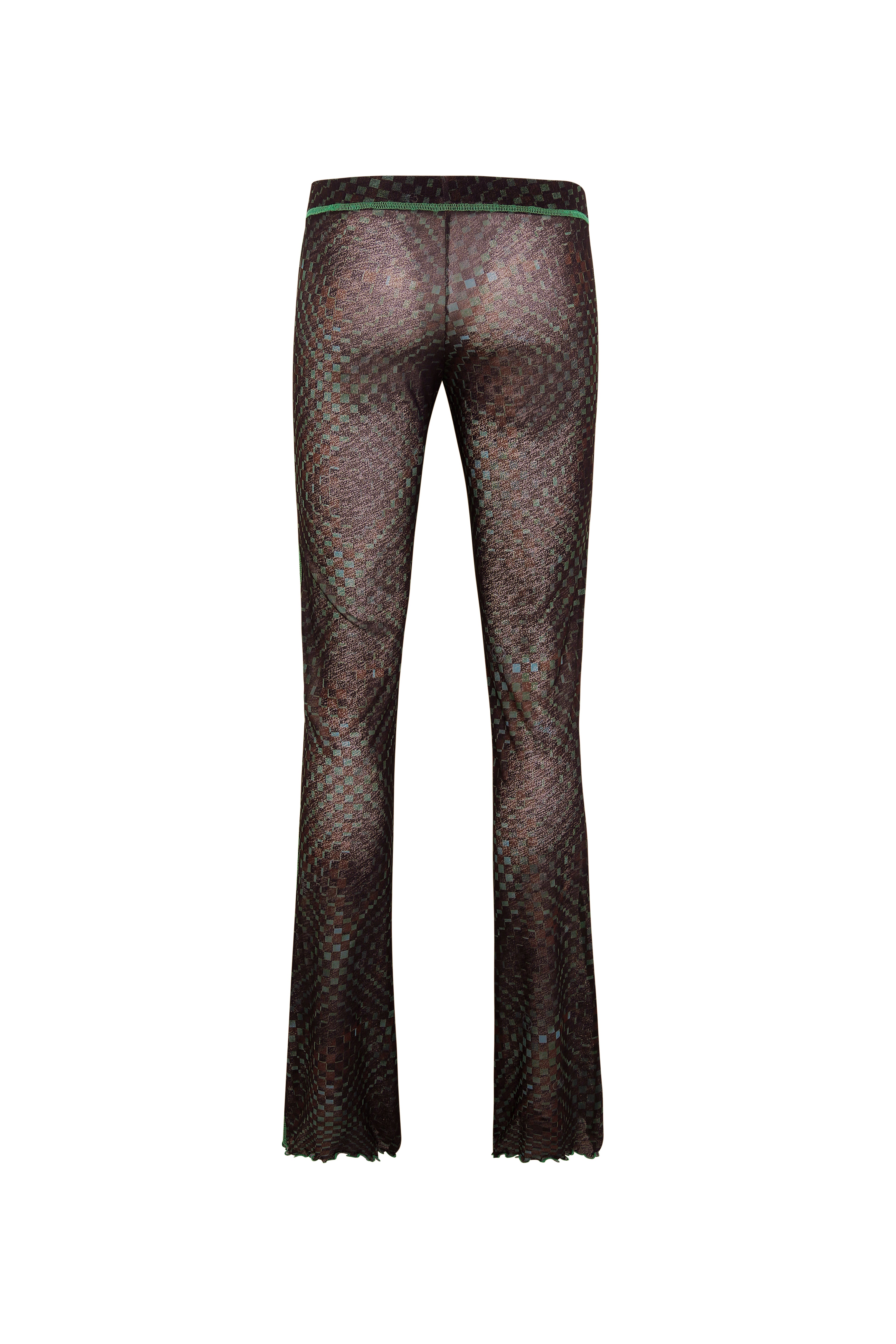 FLO - Semi sheer checkerboard print  full length pants with drawcord