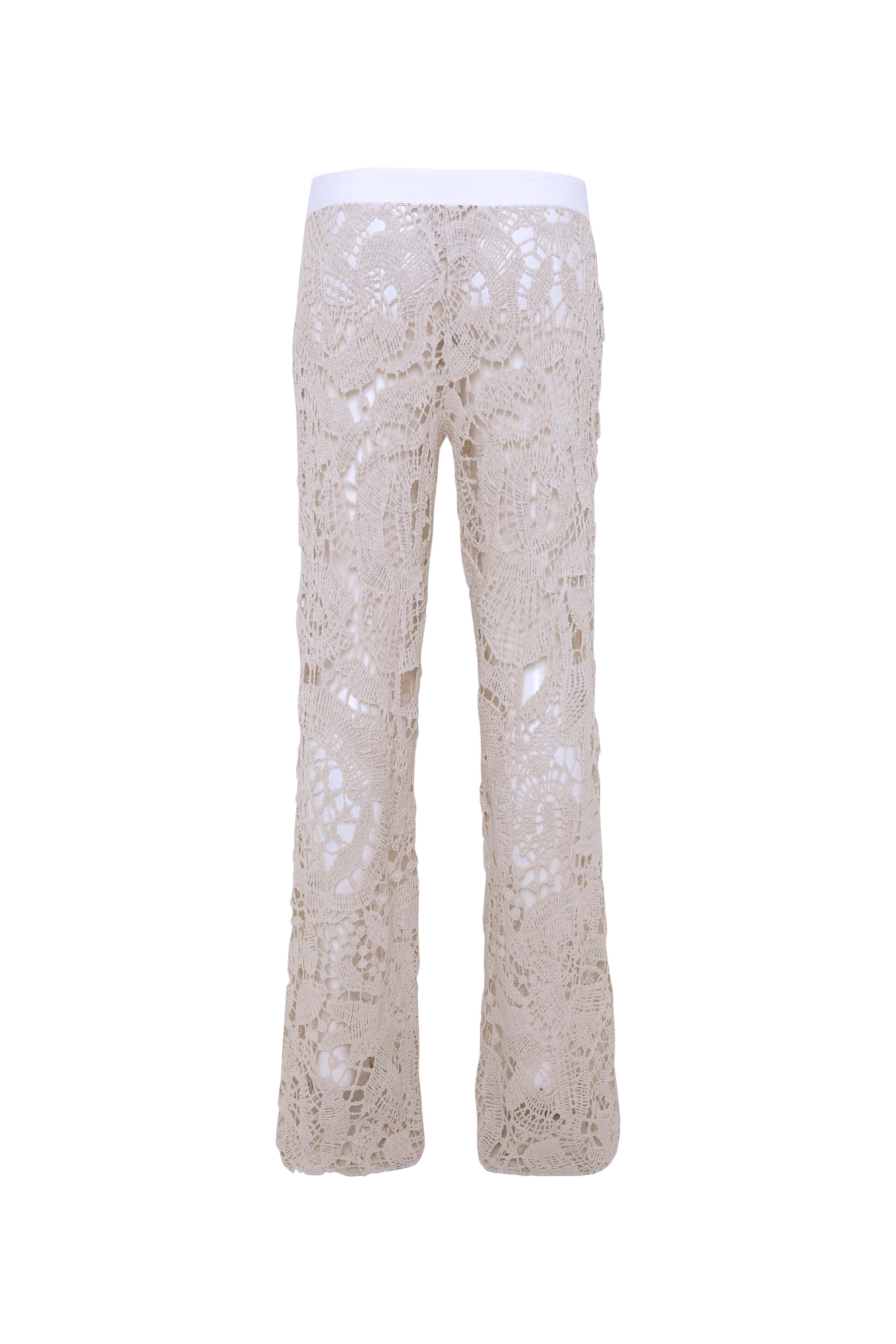 LEANE - Straight-leg crochet lace-up pants