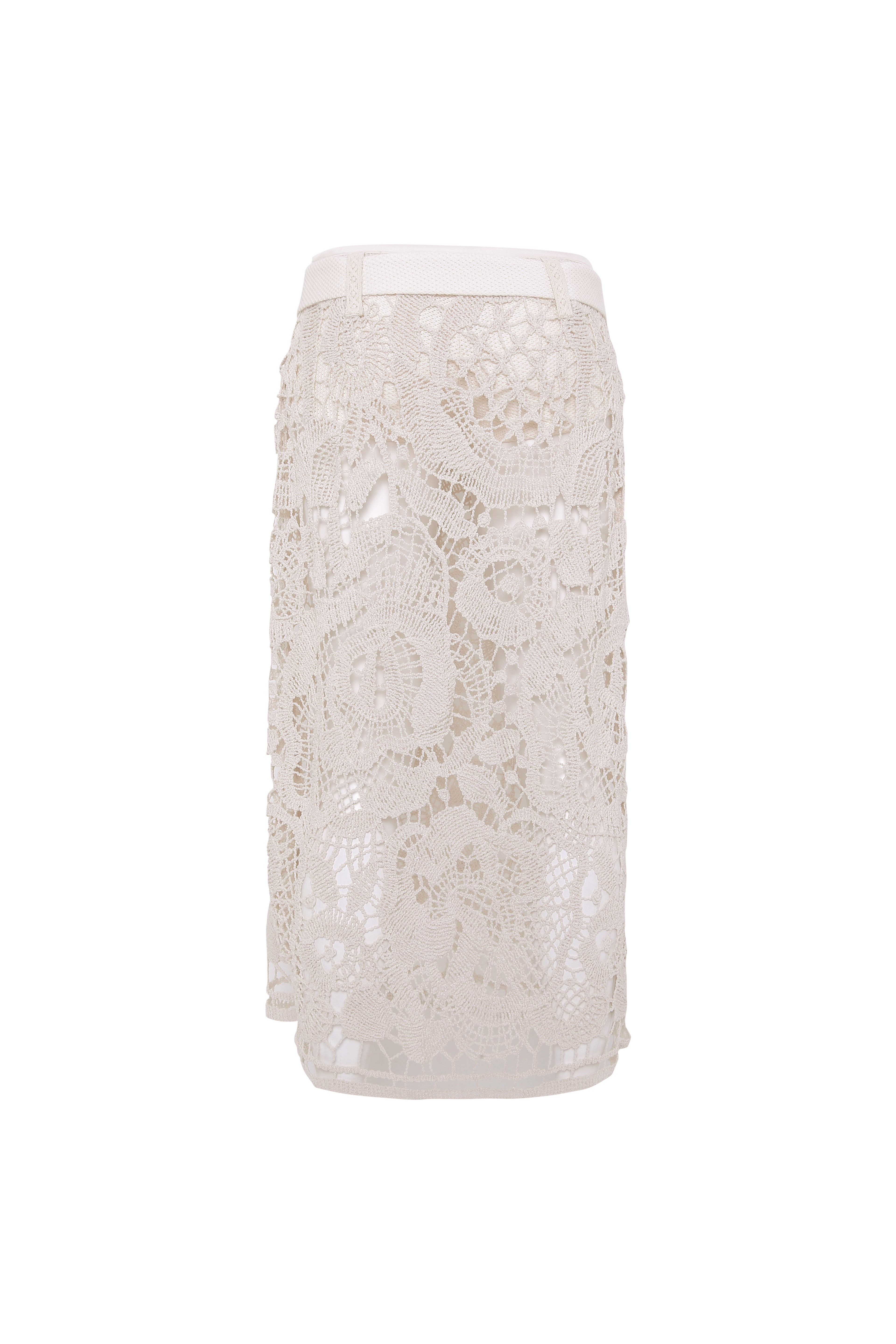 WELLS - Belt detailed crochet midi skirt with detachable mini shorts