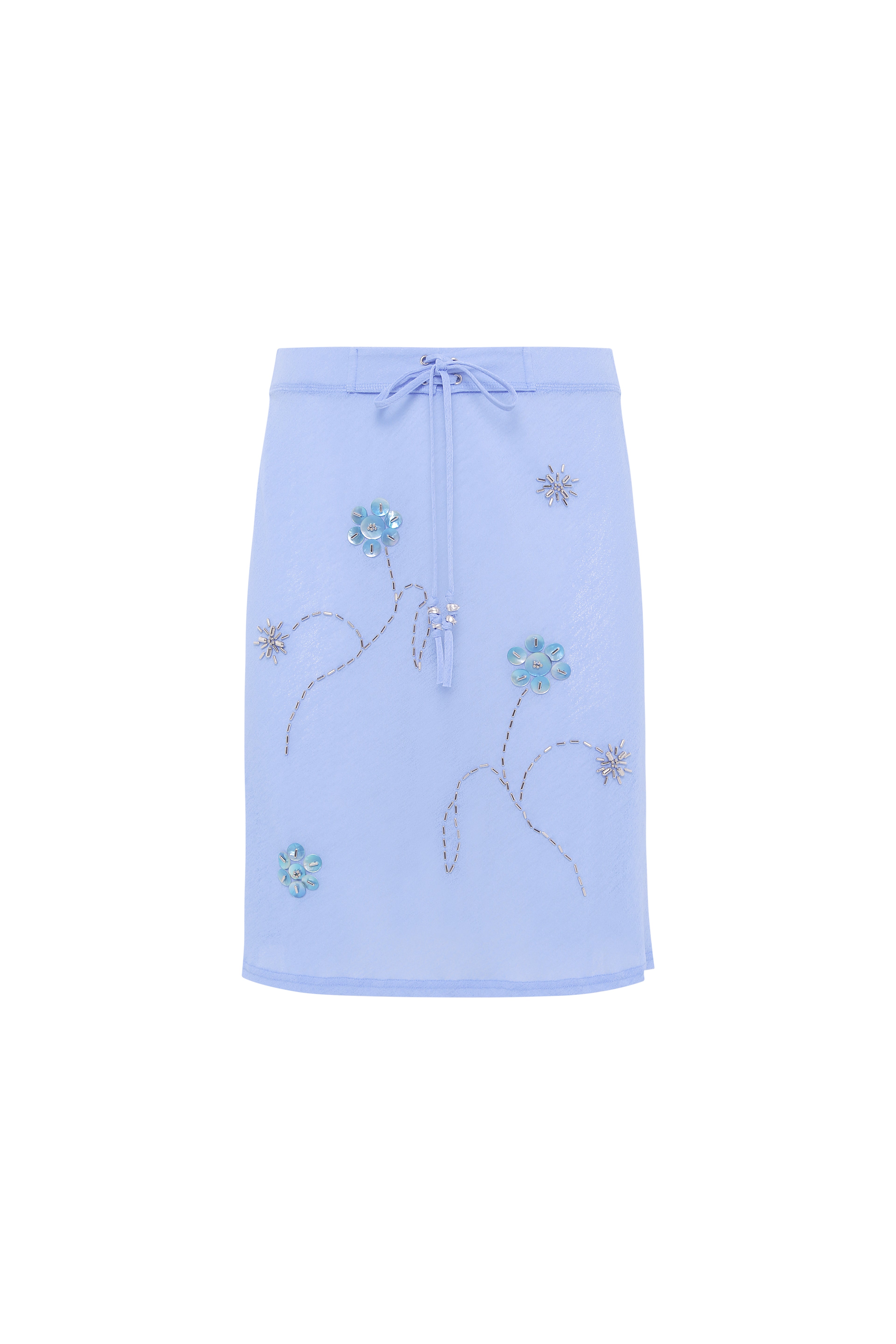 LIZ - Embroidered semi sheer mesh midi skirt