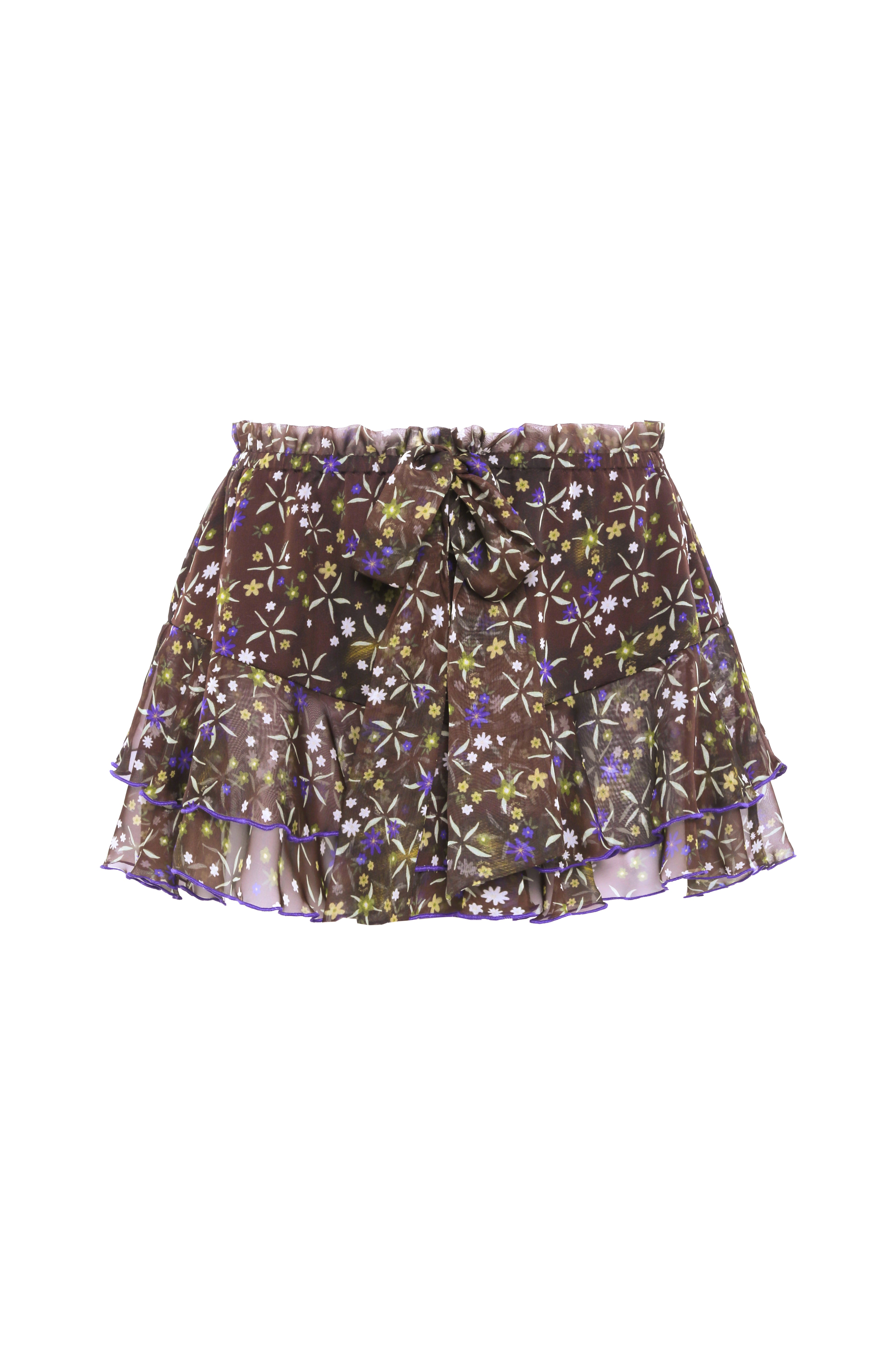 LINA - Floral print layered ruffle shorts