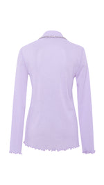 TINA - Embellished long-sleeved semi sheer mesh shirt