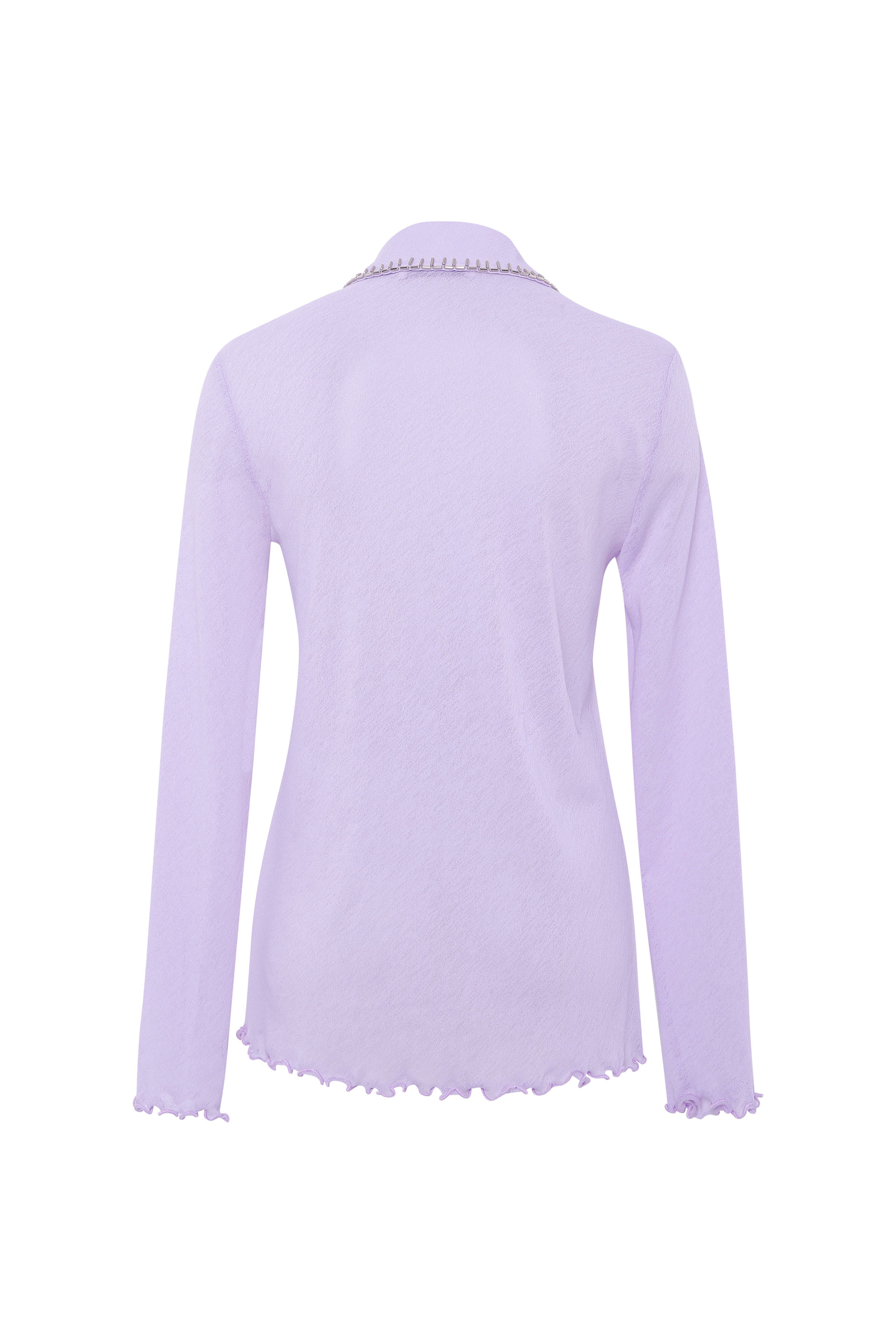 TINA - Embellished long-sleeved semi sheer mesh shirt