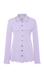 TINA - Embellished long-sleeved semi sheer mesh shirt
