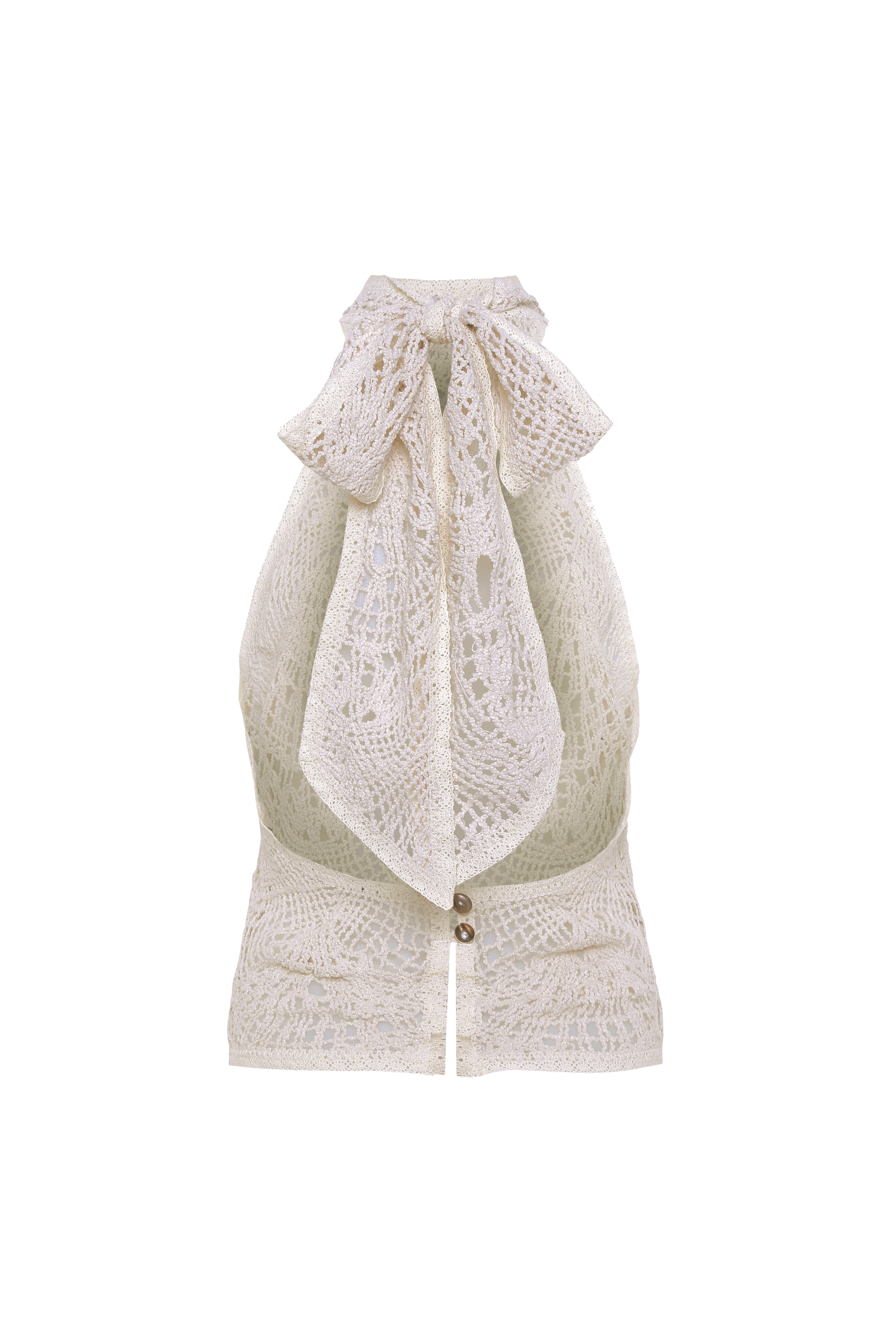 INDY - Halterneck crocheted top with open-knit texture