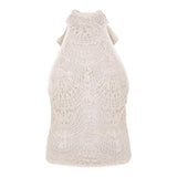 INDY - Halterneck crocheted top with open-knit texture