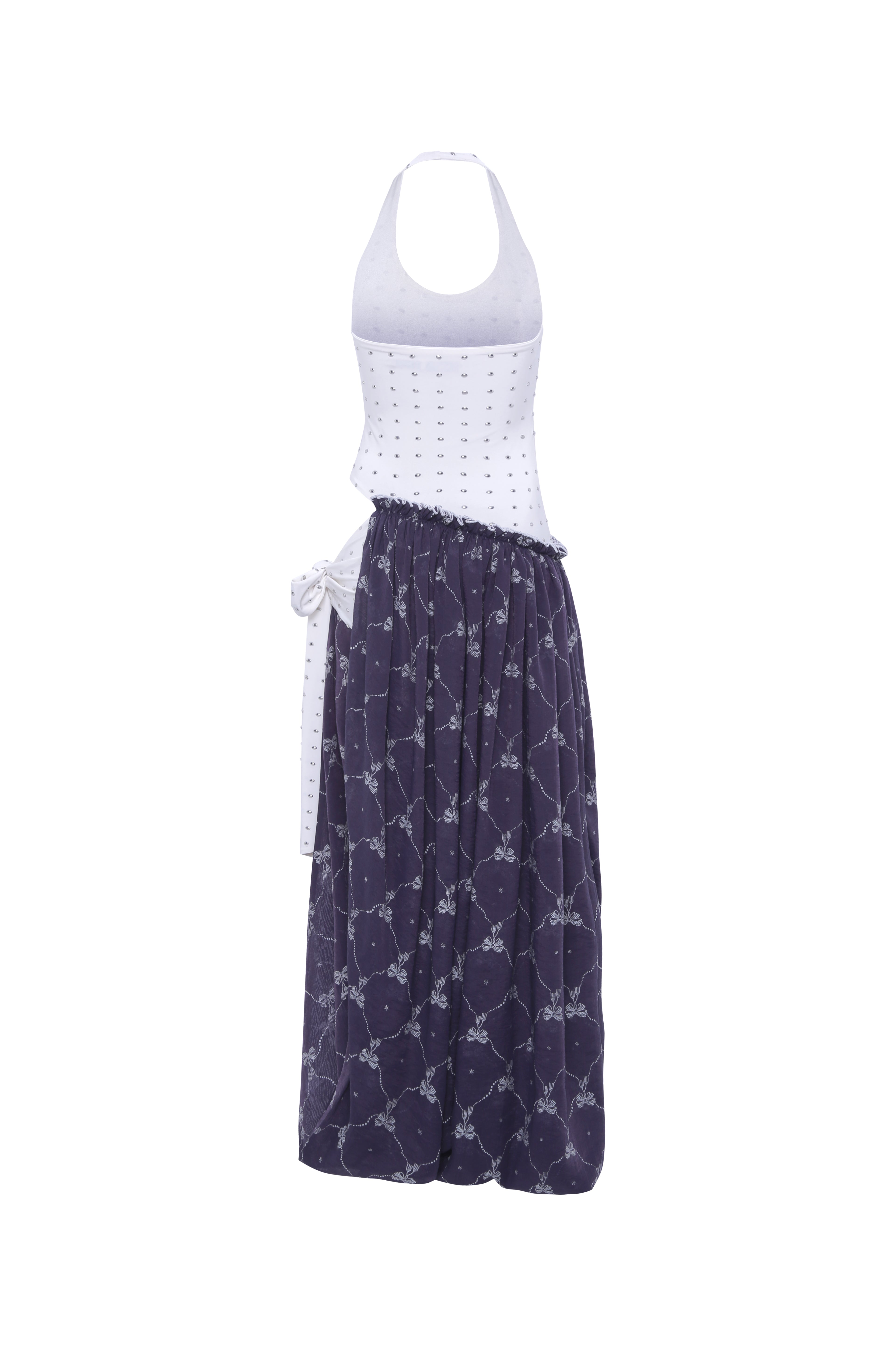 YOUSTINA - Balloon-skirt halterneck cut-out dress