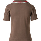 YUAN - Lace-trimmed knit polo top