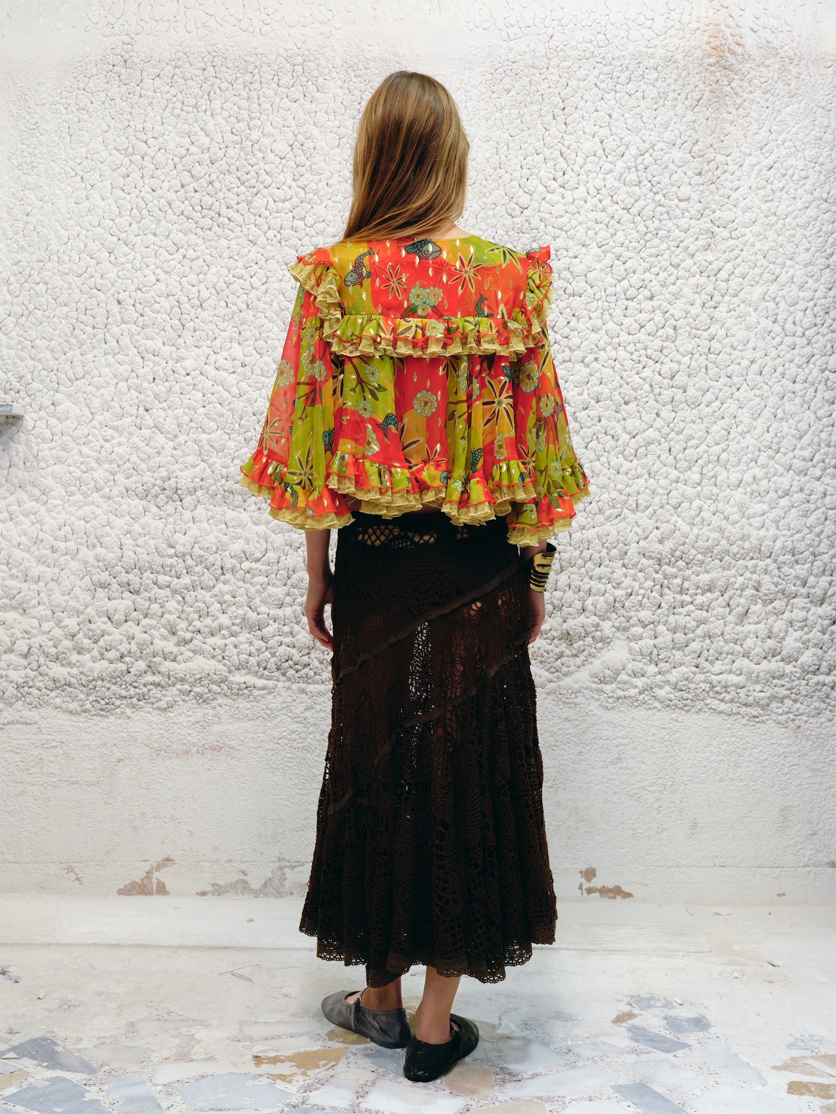 YUKA - Crochet lace midi skirt
